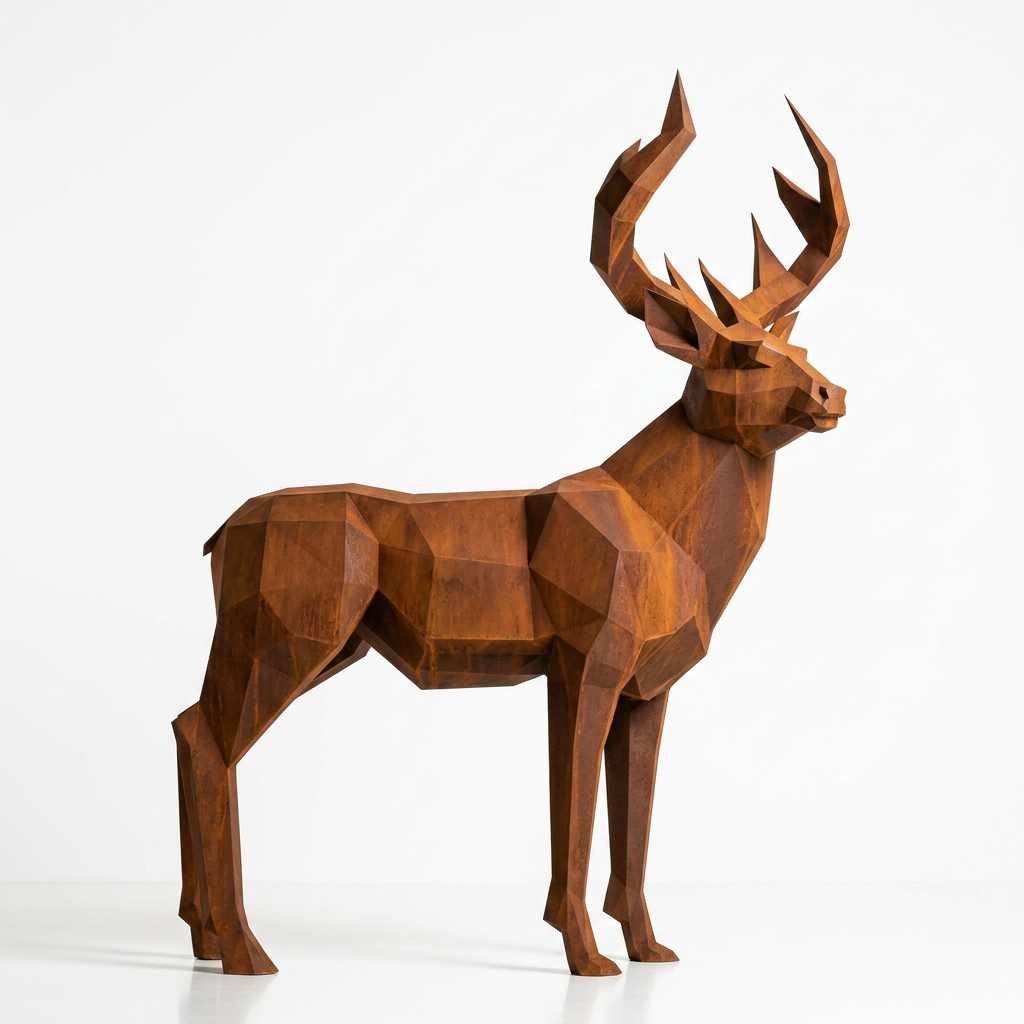 Grande Sculpture Cerf Majestueux Facettée - Sculpture Origami