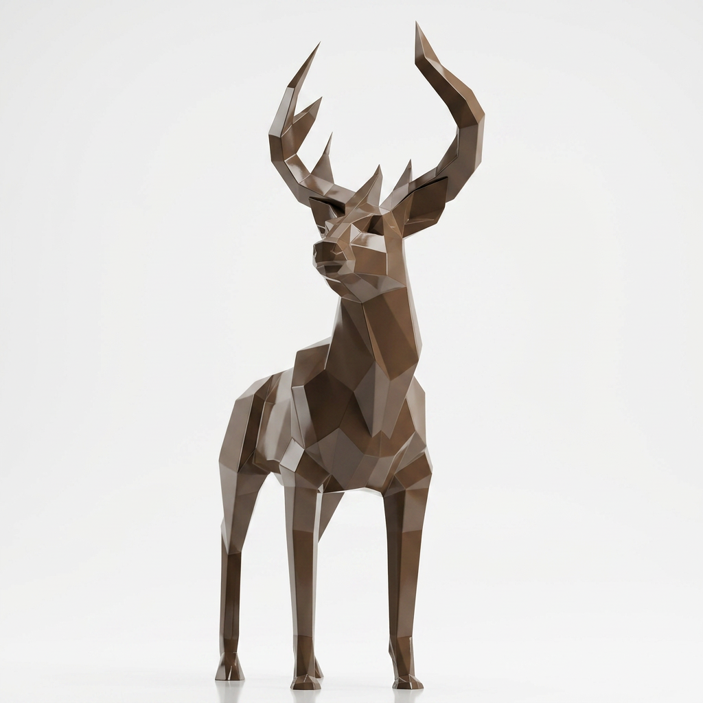 Grande Sculpture Cerf Majestueux Facettée - Sculpture Origami