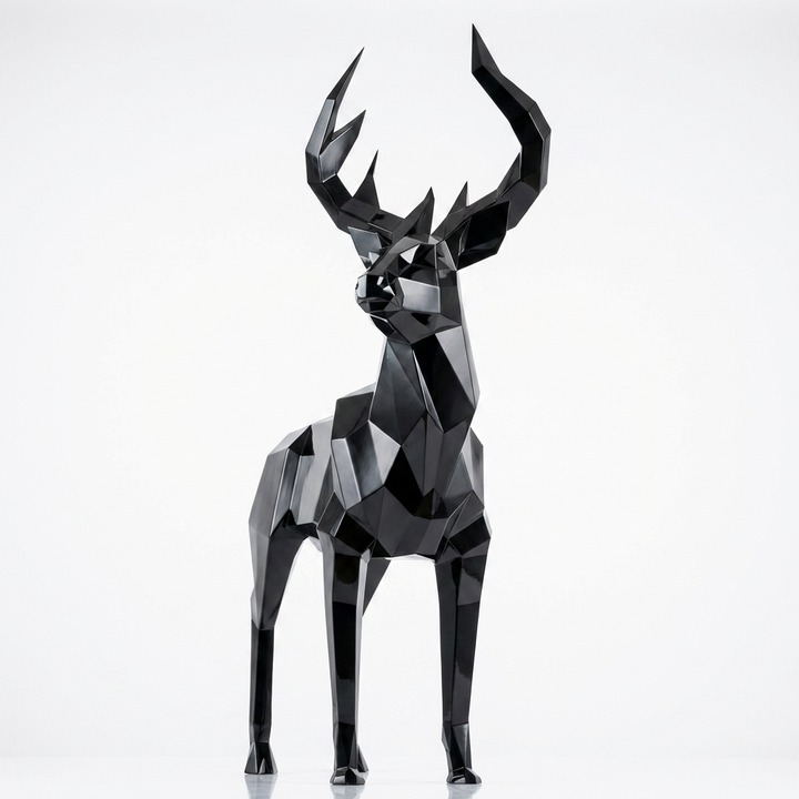 Grande Sculpture Cerf Majestueux Facettée - Sculpture Origami