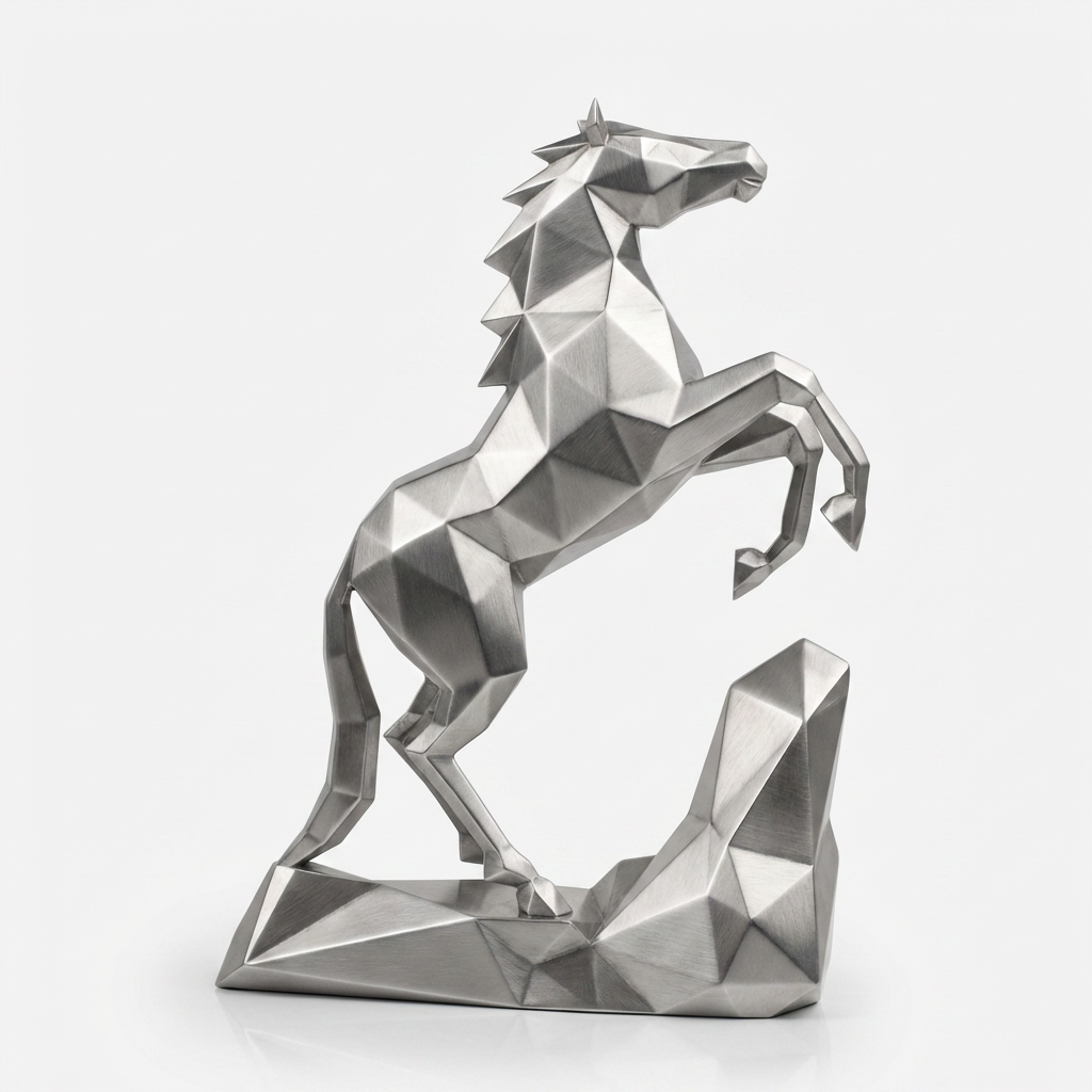 Grande Sculpture Cheval Style Origami Polygone - Sculpture Origami