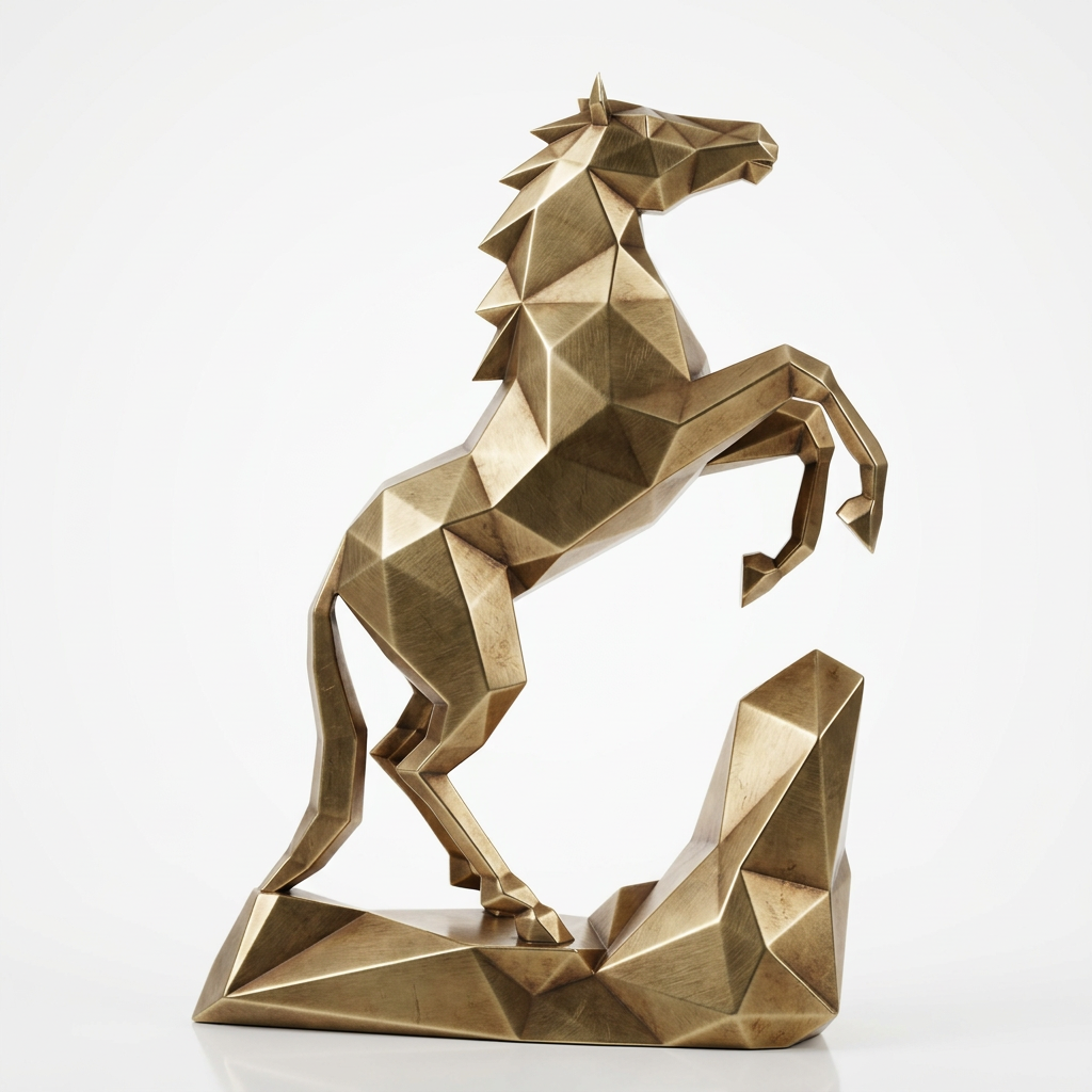 Grande Sculpture Cheval Style Origami Polygone - Sculpture Origami