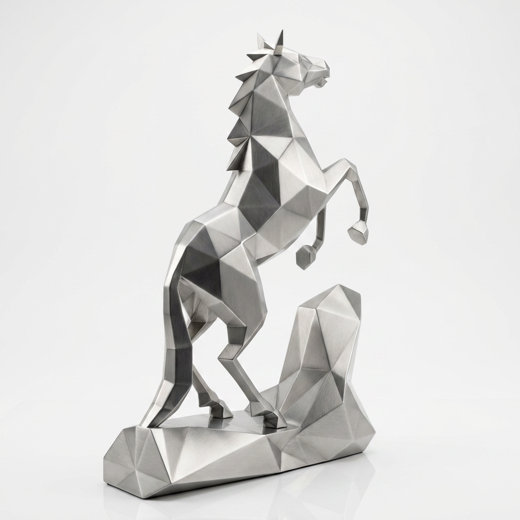 Grande Sculpture Cheval Style Origami Polygone - Sculpture Origami