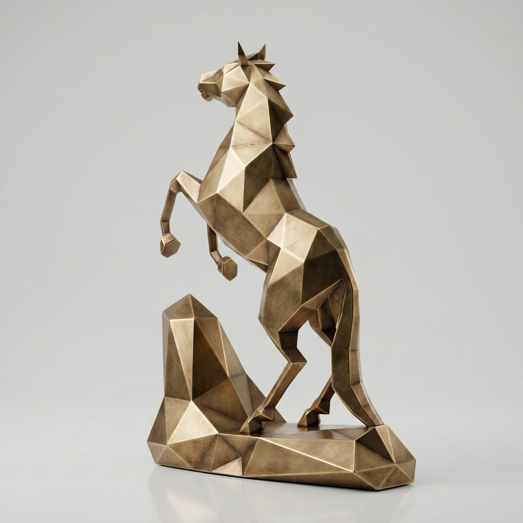 Grande Sculpture Cheval Style Origami Polygone - Sculpture Origami