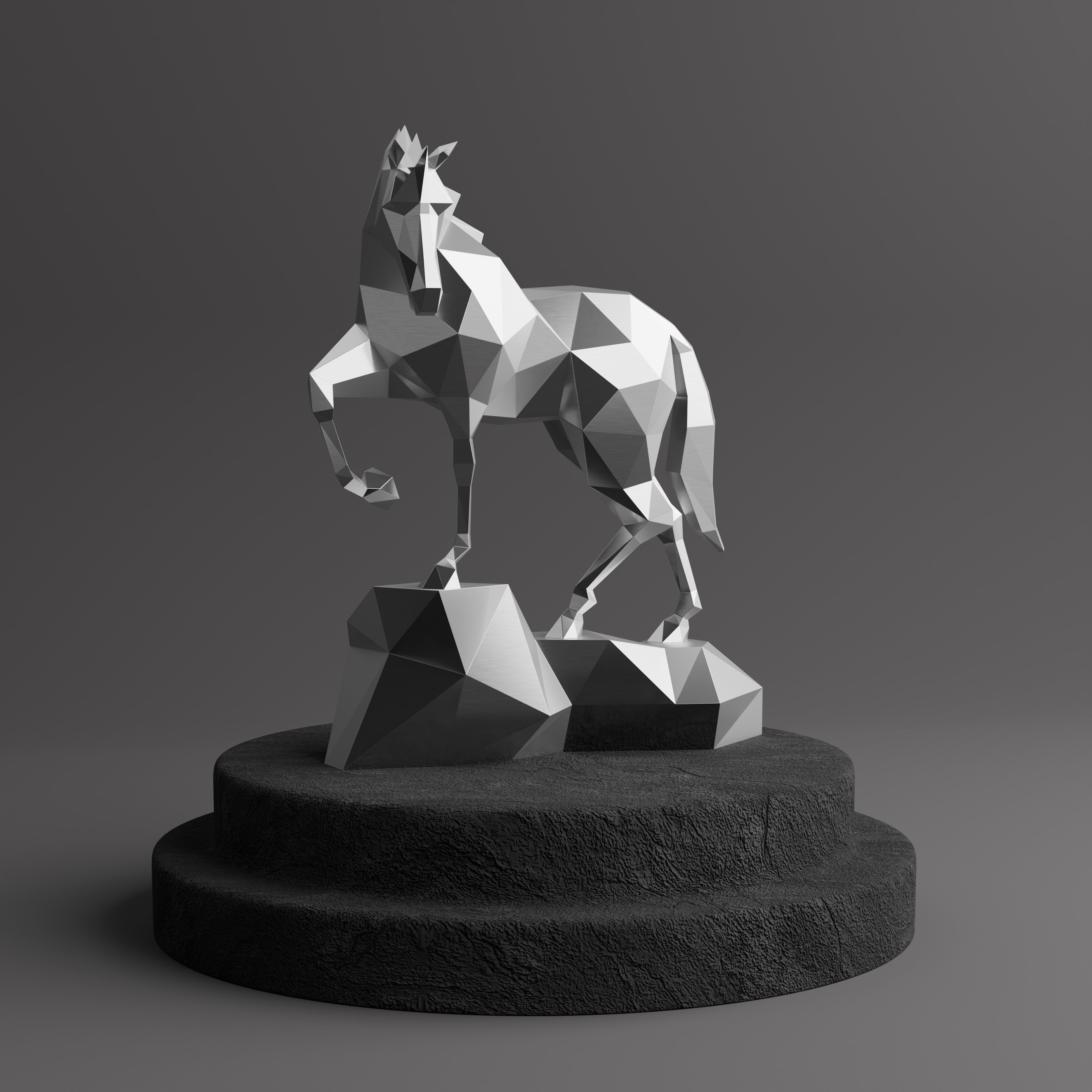 Sculpture Origami Cheval Métallique - Sculpture Origami
