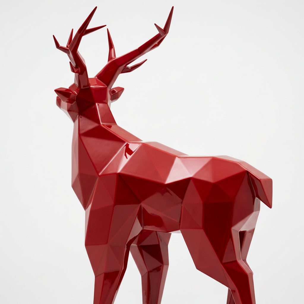 Grande Statue de Cerf Géométrique - Sculpture Origami