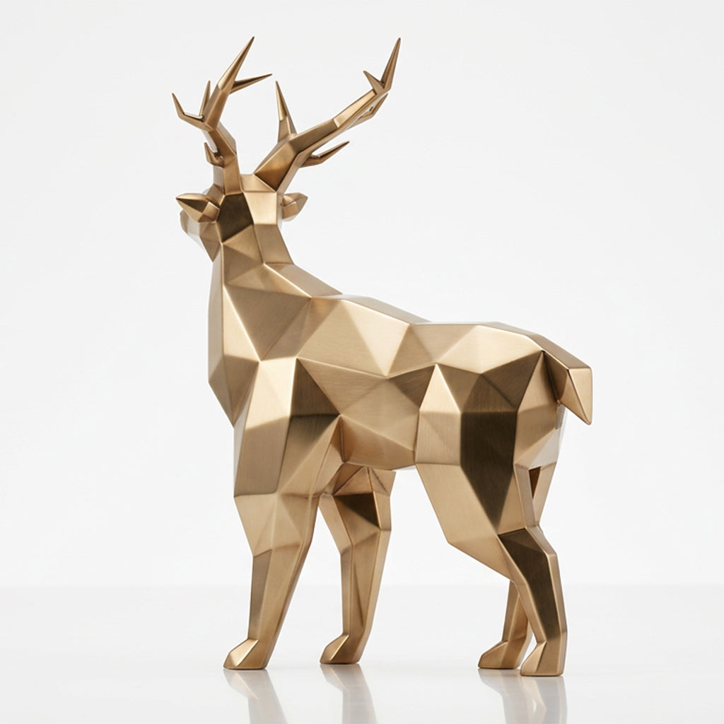 Grande Statue de Cerf Géométrique - Sculpture Origami