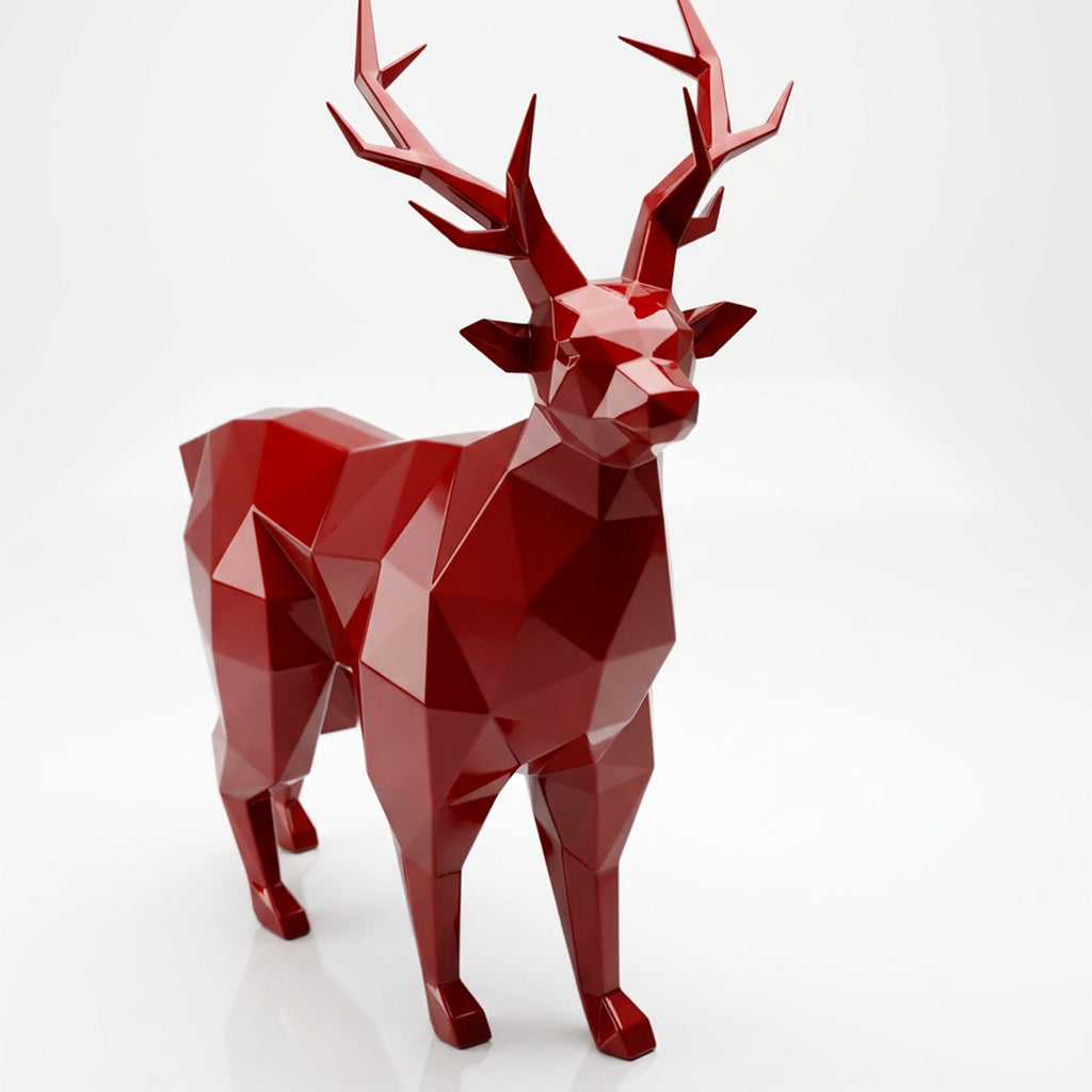 Grande Statue de Cerf Géométrique - Sculpture Origami