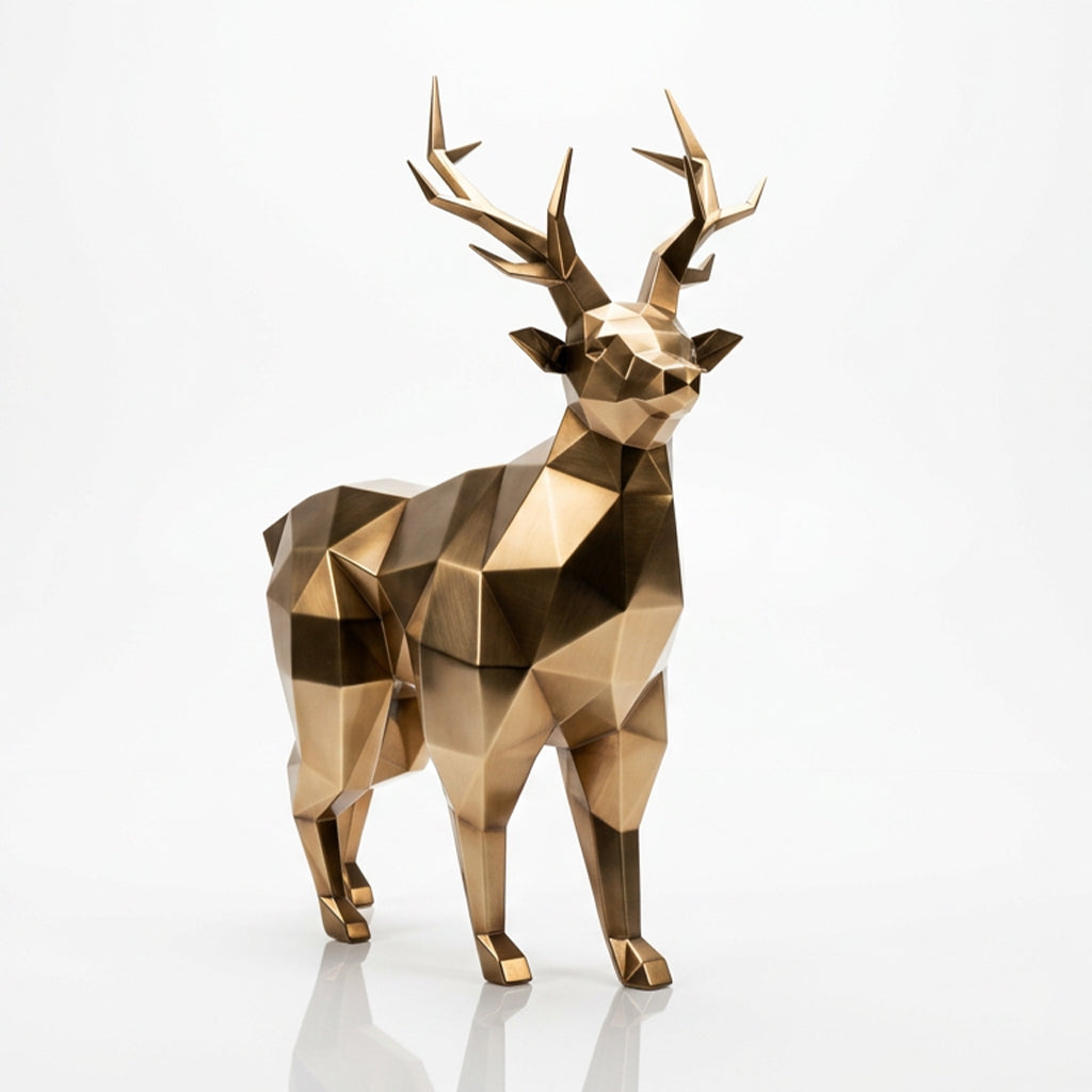Grande Statue de Cerf Géométrique - Sculpture Origami