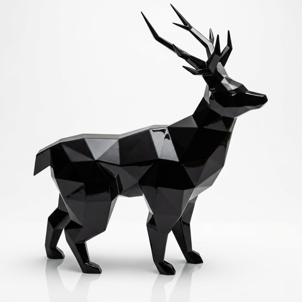 Grande Statue de Cerf Géométrique - Sculpture Origami