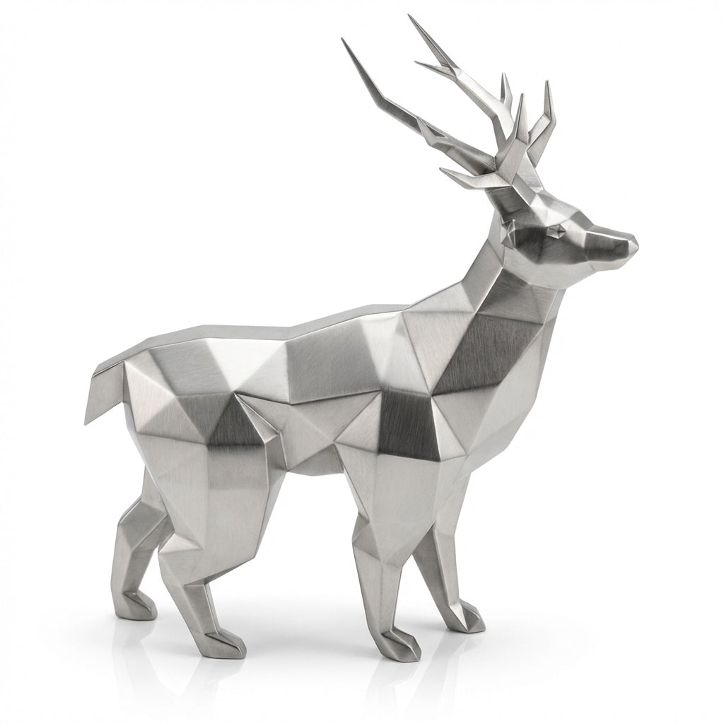 Grande Statue de Cerf Géométrique - Sculpture Origami