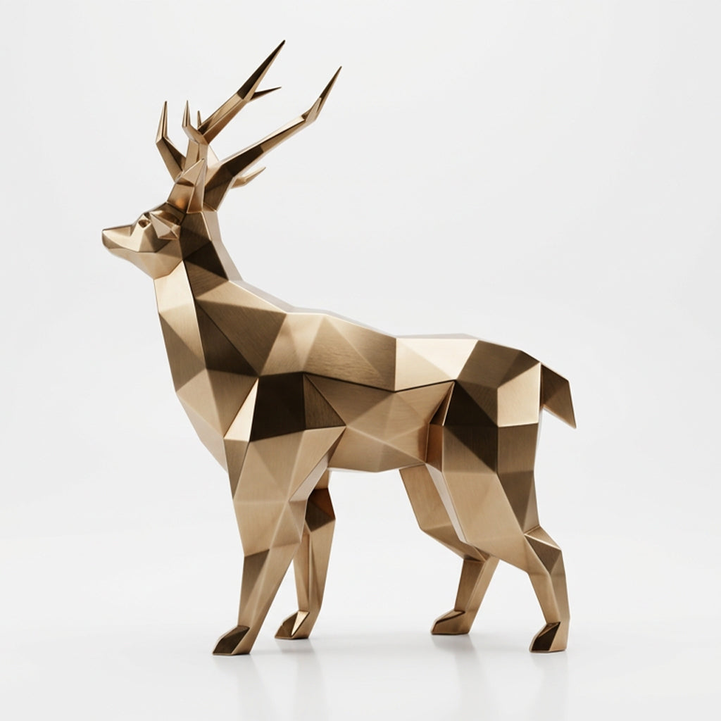 Grande Statue de Cerf Géométrique - Sculpture Origami