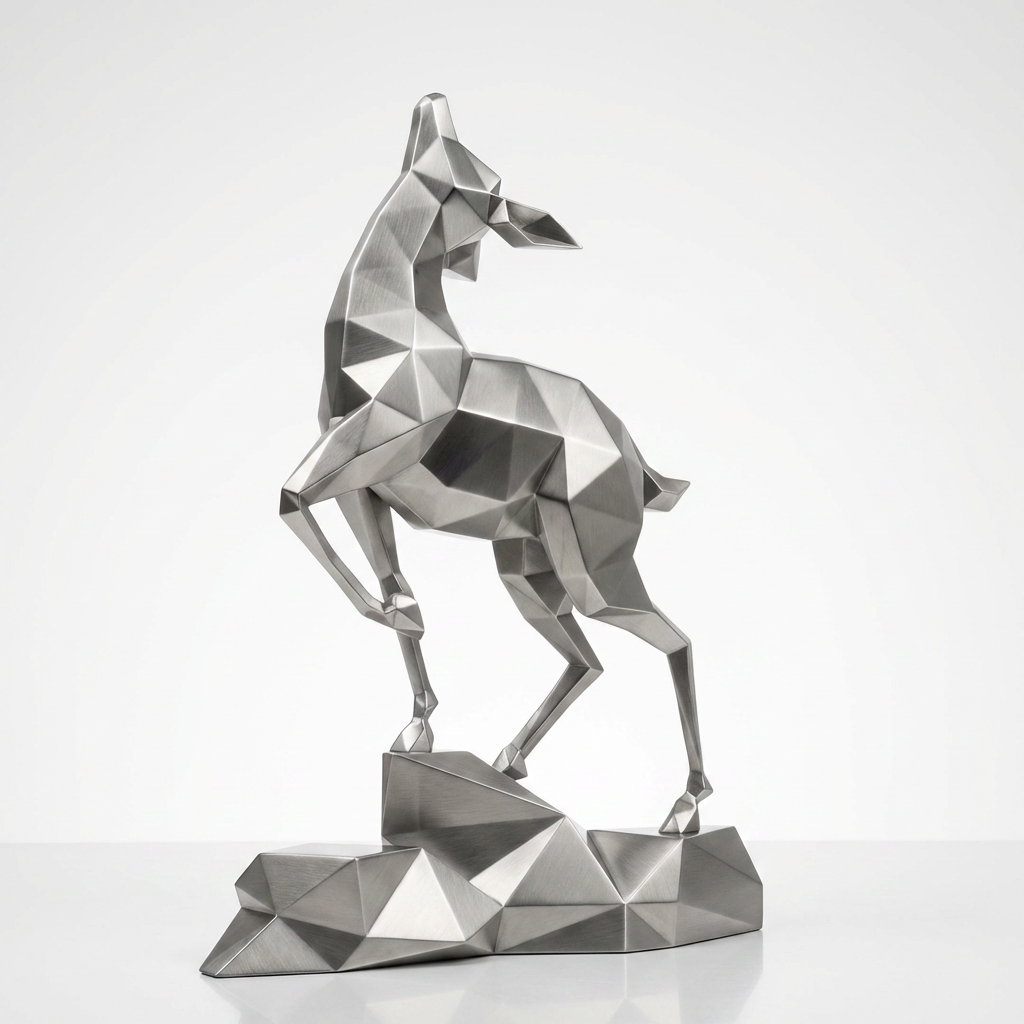 Grande Sculpture Gazelle Polygone Contemporaine - Sculpture Origami