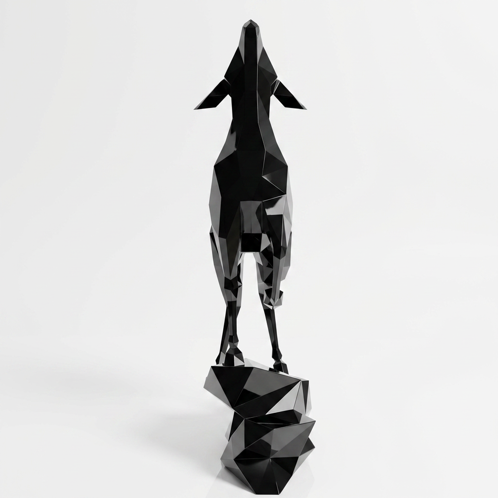 Grande Sculpture Gazelle Polygone Contemporaine - Sculpture Origami