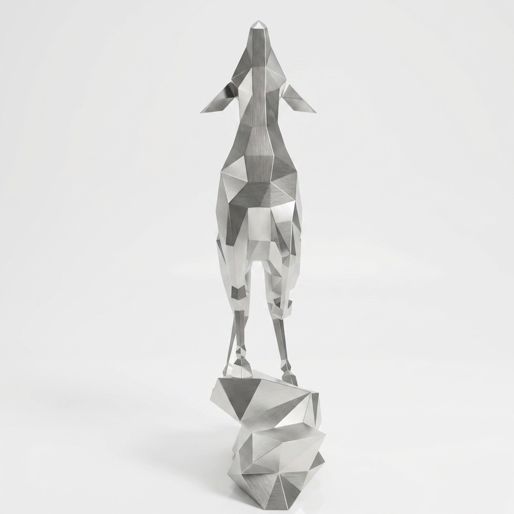 Grande Sculpture Gazelle Polygone Contemporaine - Sculpture Origami