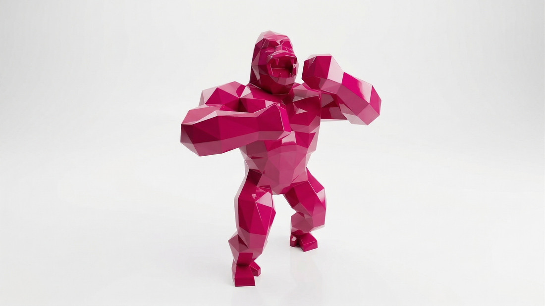 Grande Sculpture King Kong Polygone - Sculpture Origami