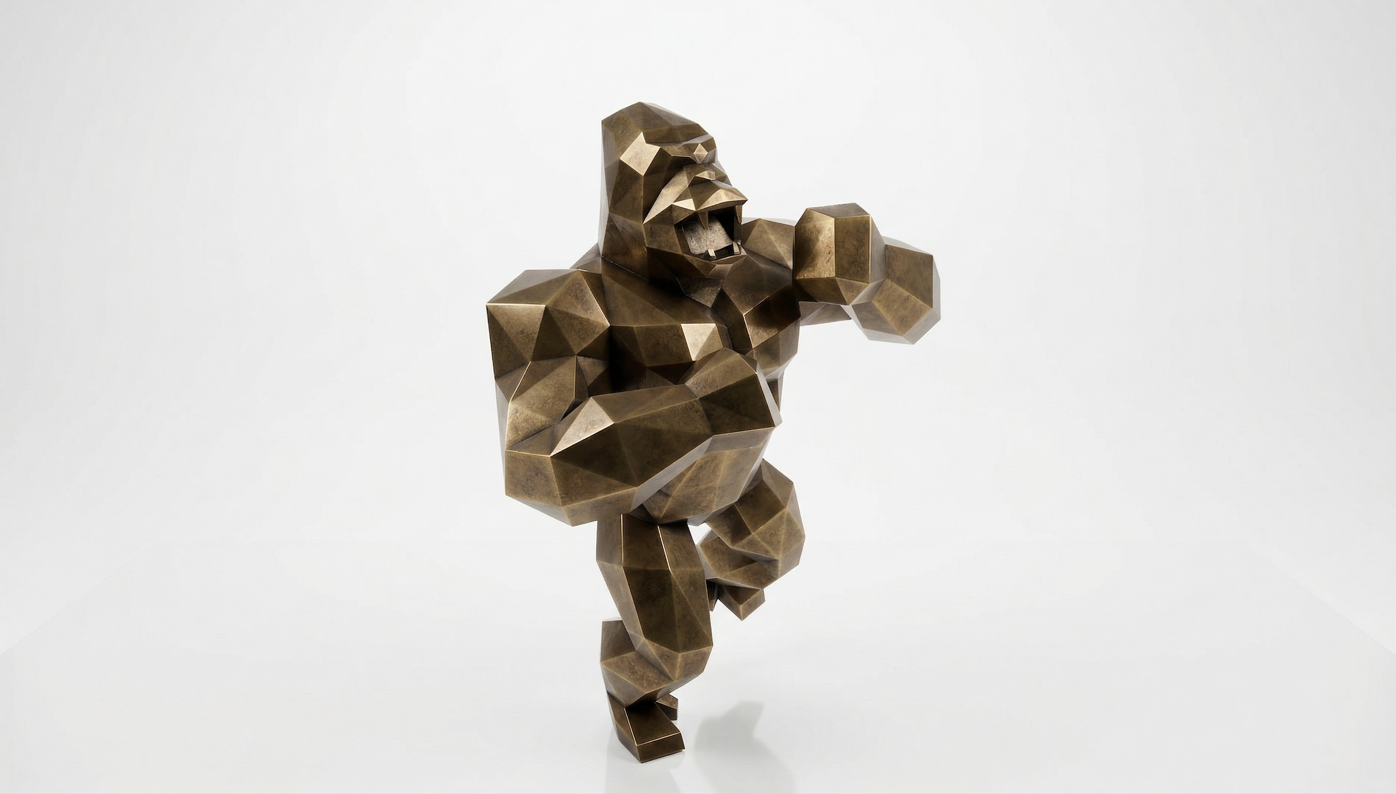 Grande Sculpture King Kong Polygone - Sculpture Origami