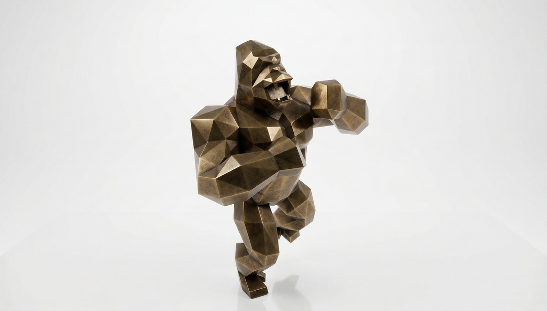 Grande Sculpture King Kong Polygone - Sculpture Origami