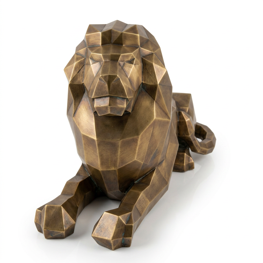 Grande Sculpture Lion Couché - Sculpture Origami