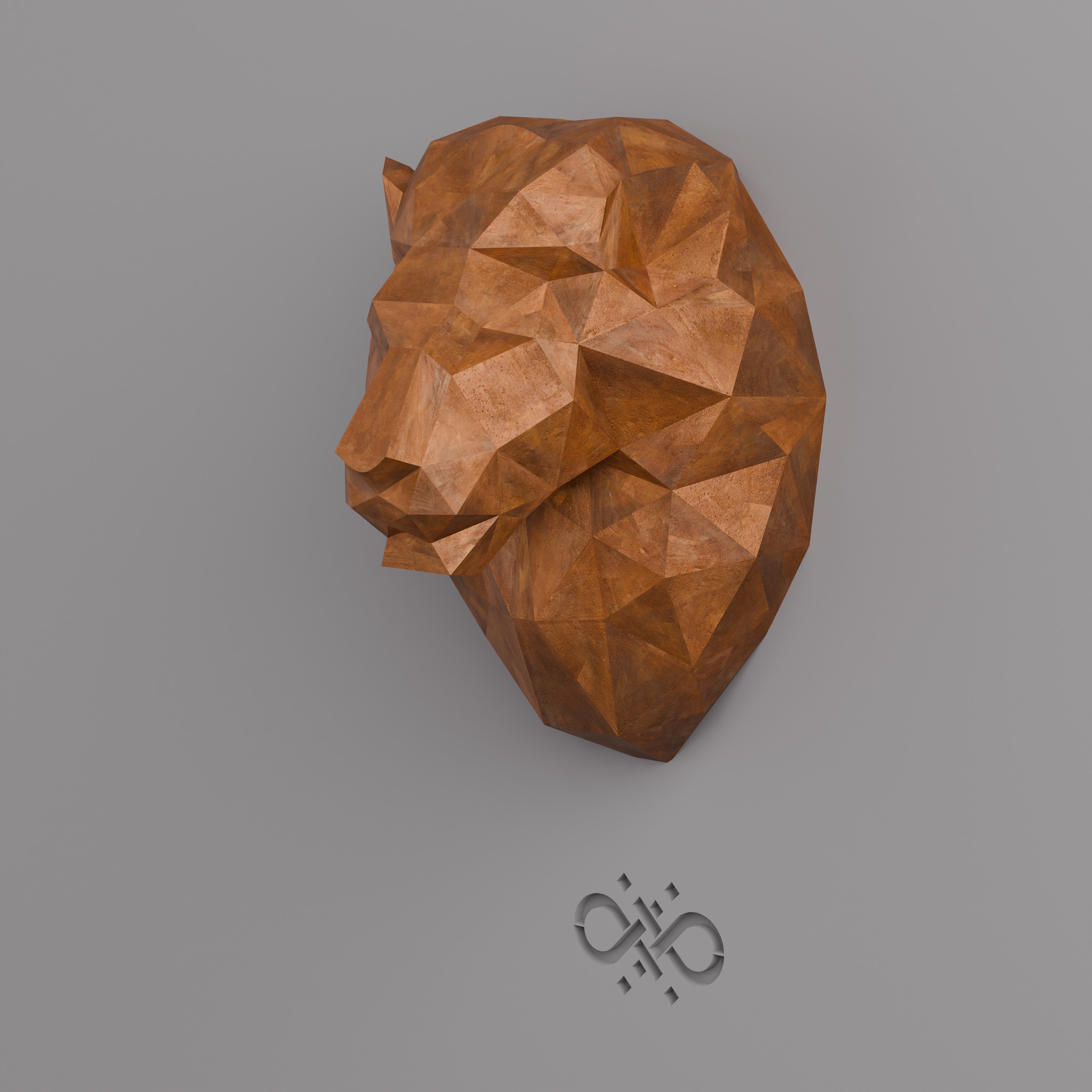 Sculpture Tête de Lion Géométrique - Sculpture Origami