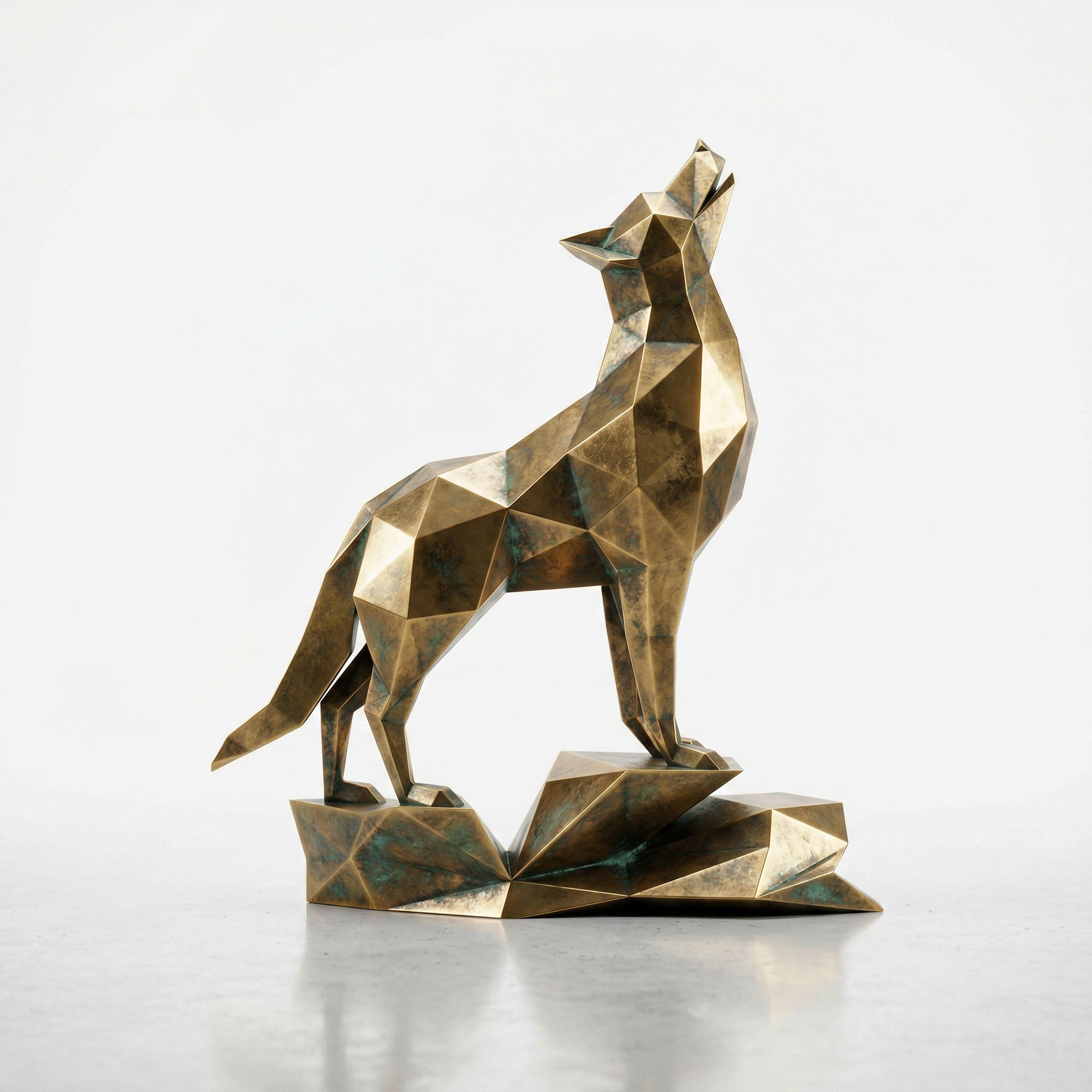 Loup Origami – Grande Sculpture Polygone - Sculpture Origami