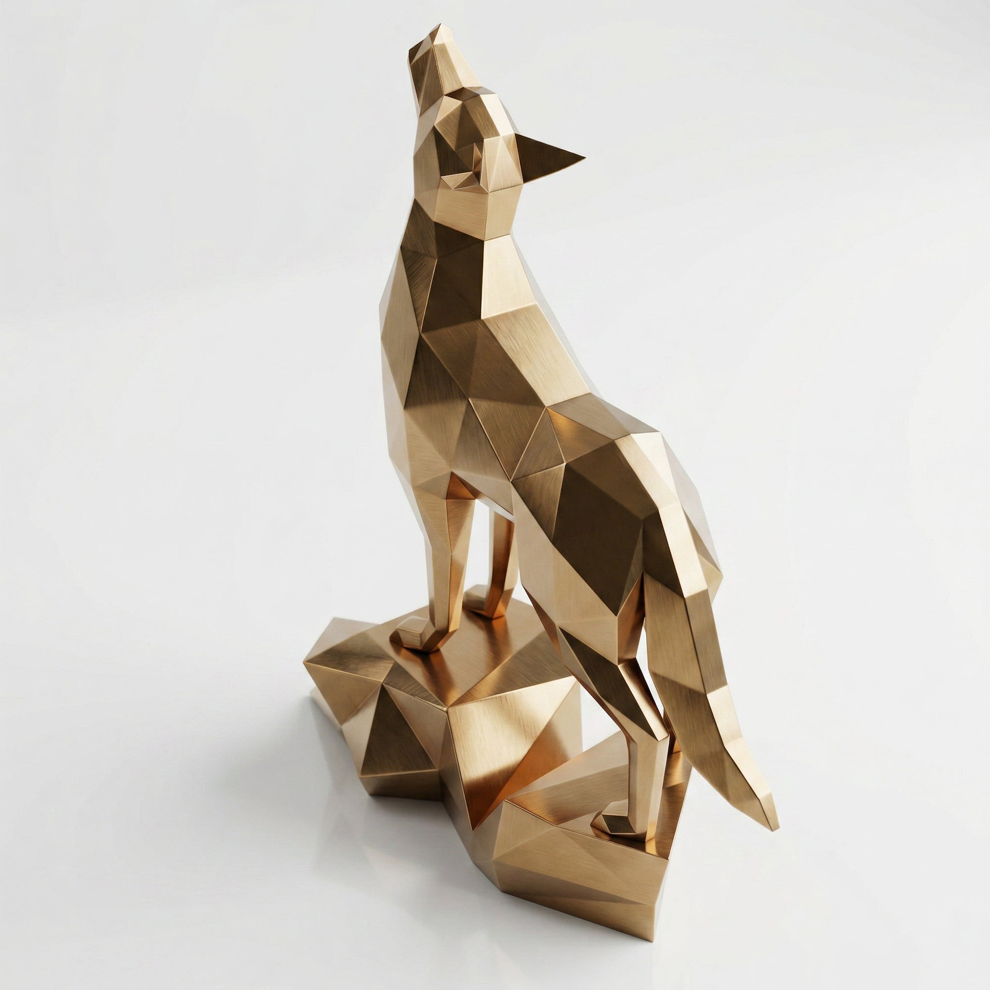 Loup Origami – Grande Sculpture Polygone - Sculpture Origami