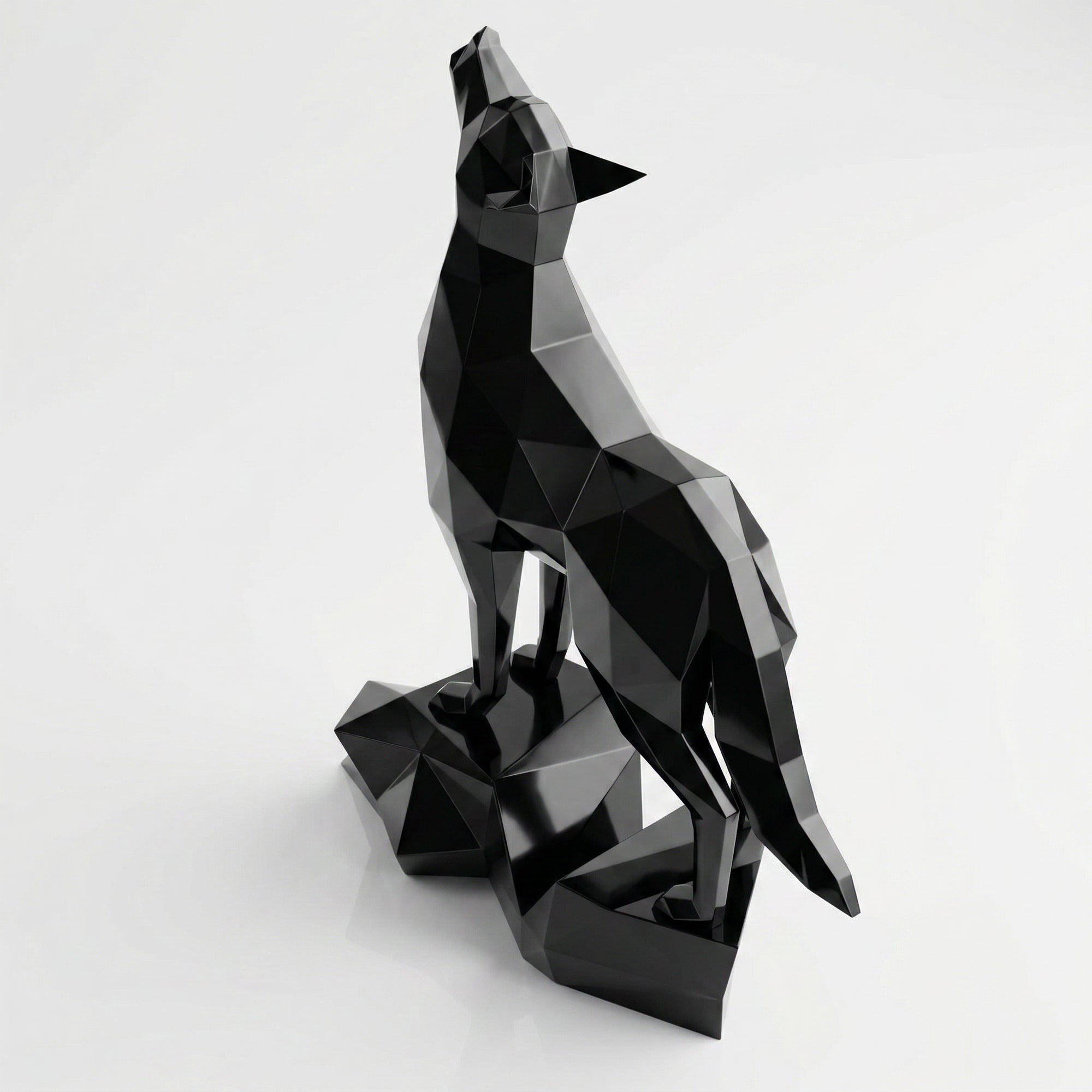 Loup Origami – Grande Sculpture Polygone - Sculpture Origami