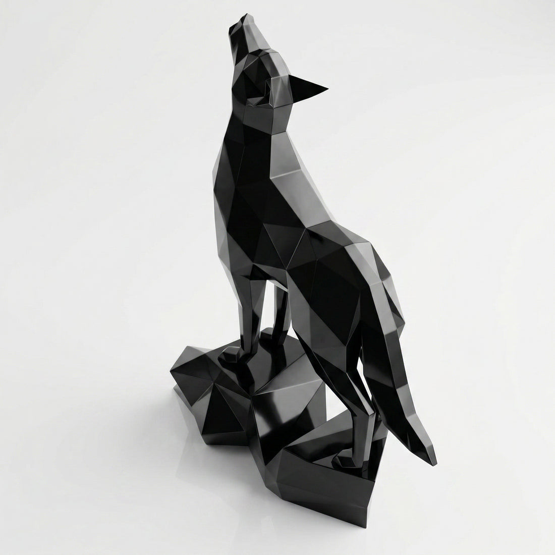 Loup Origami – Grande Sculpture Polygone - Sculpture Origami