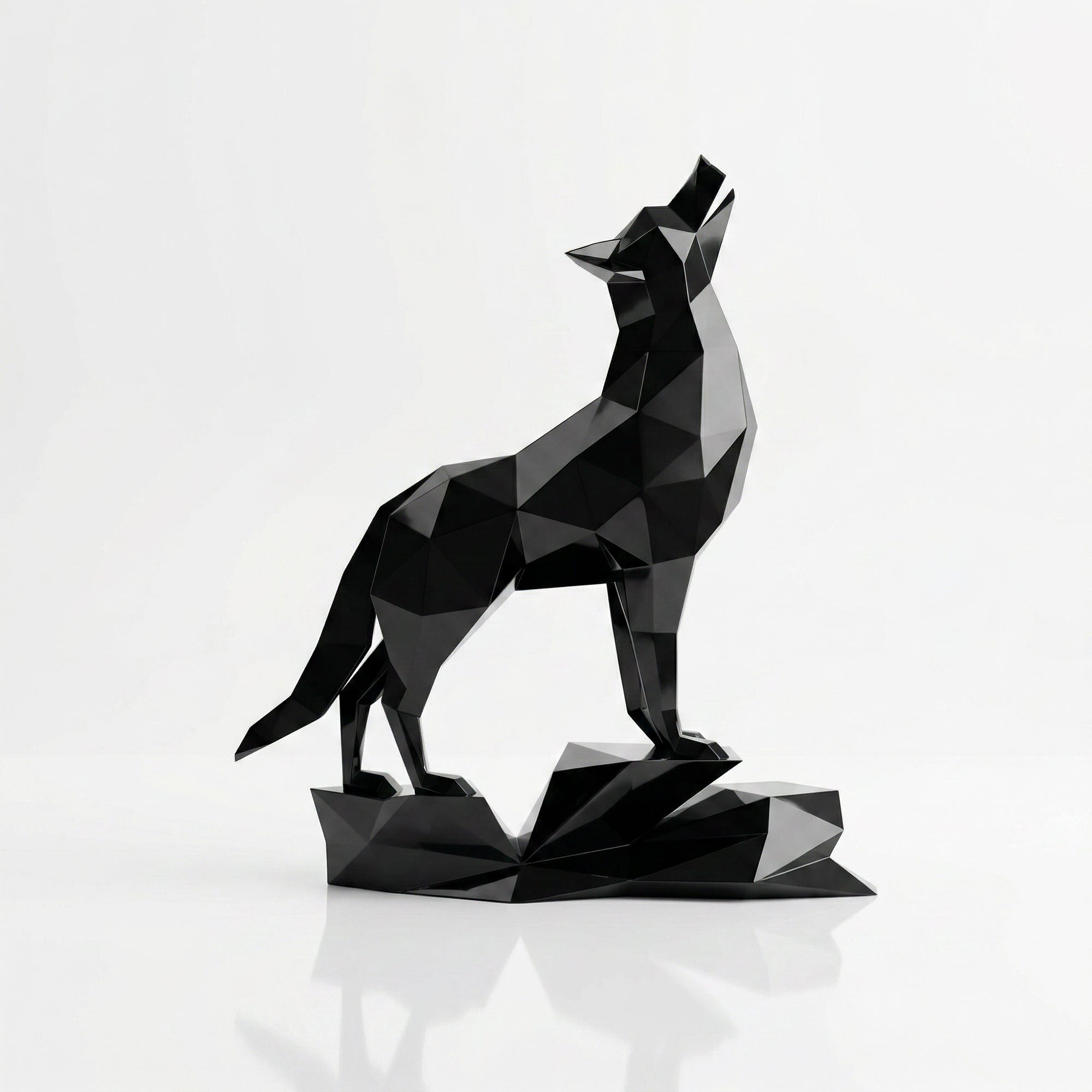 Loup Origami – Grande Sculpture Polygone - Sculpture Origami