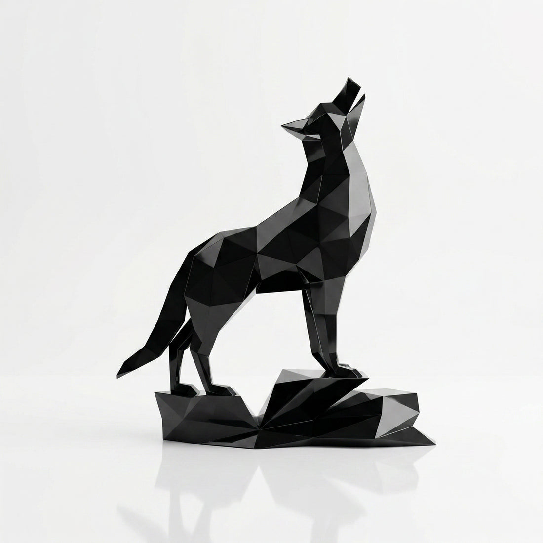 Loup Origami – Grande Sculpture Polygone - Sculpture Origami