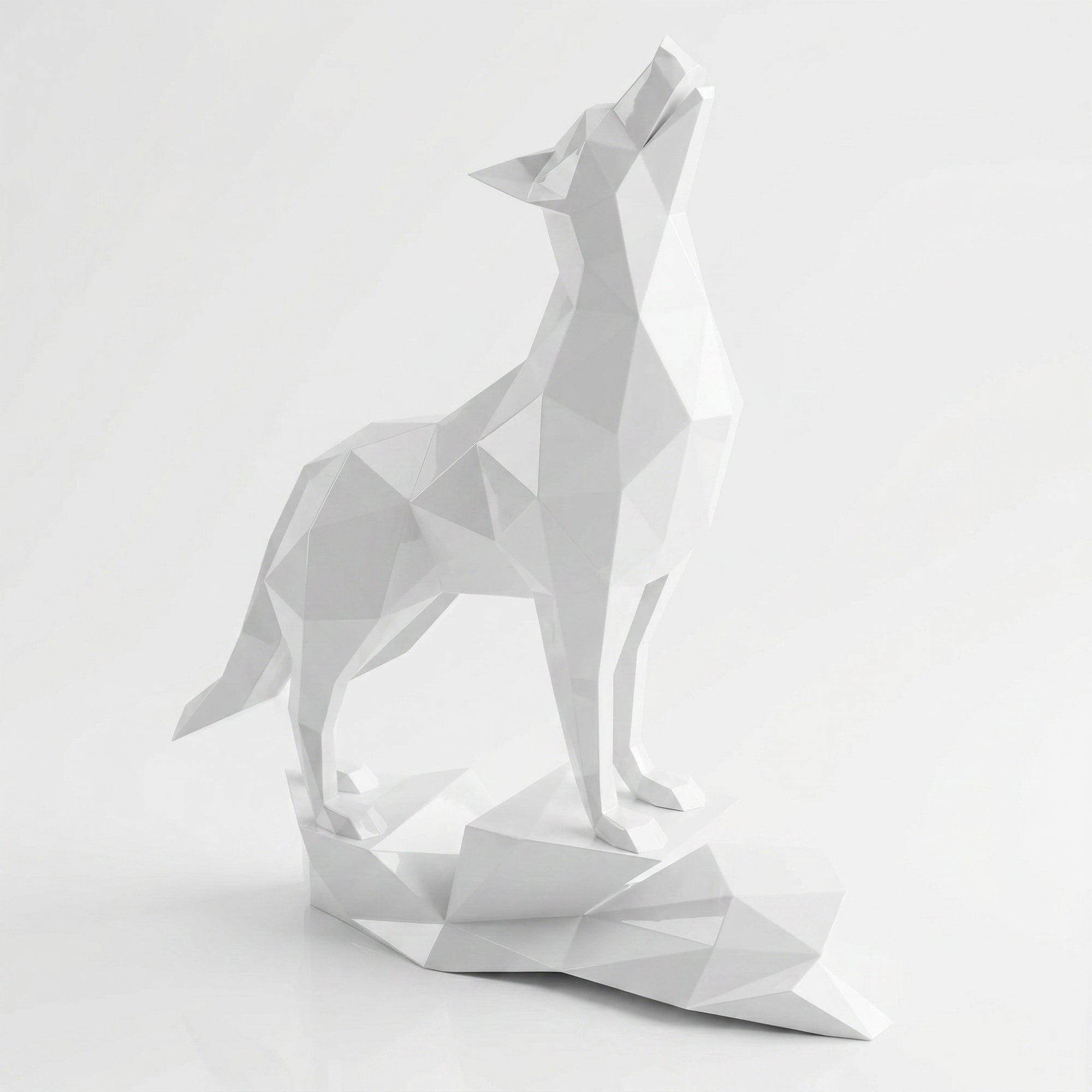 Loup Origami – Grande Sculpture Polygone - Sculpture Origami