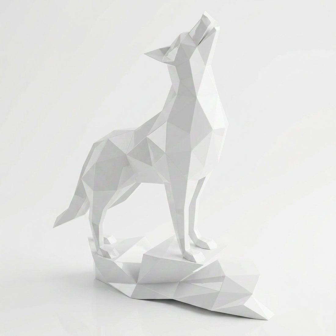 Loup Origami – Grande Sculpture Polygone - Sculpture Origami