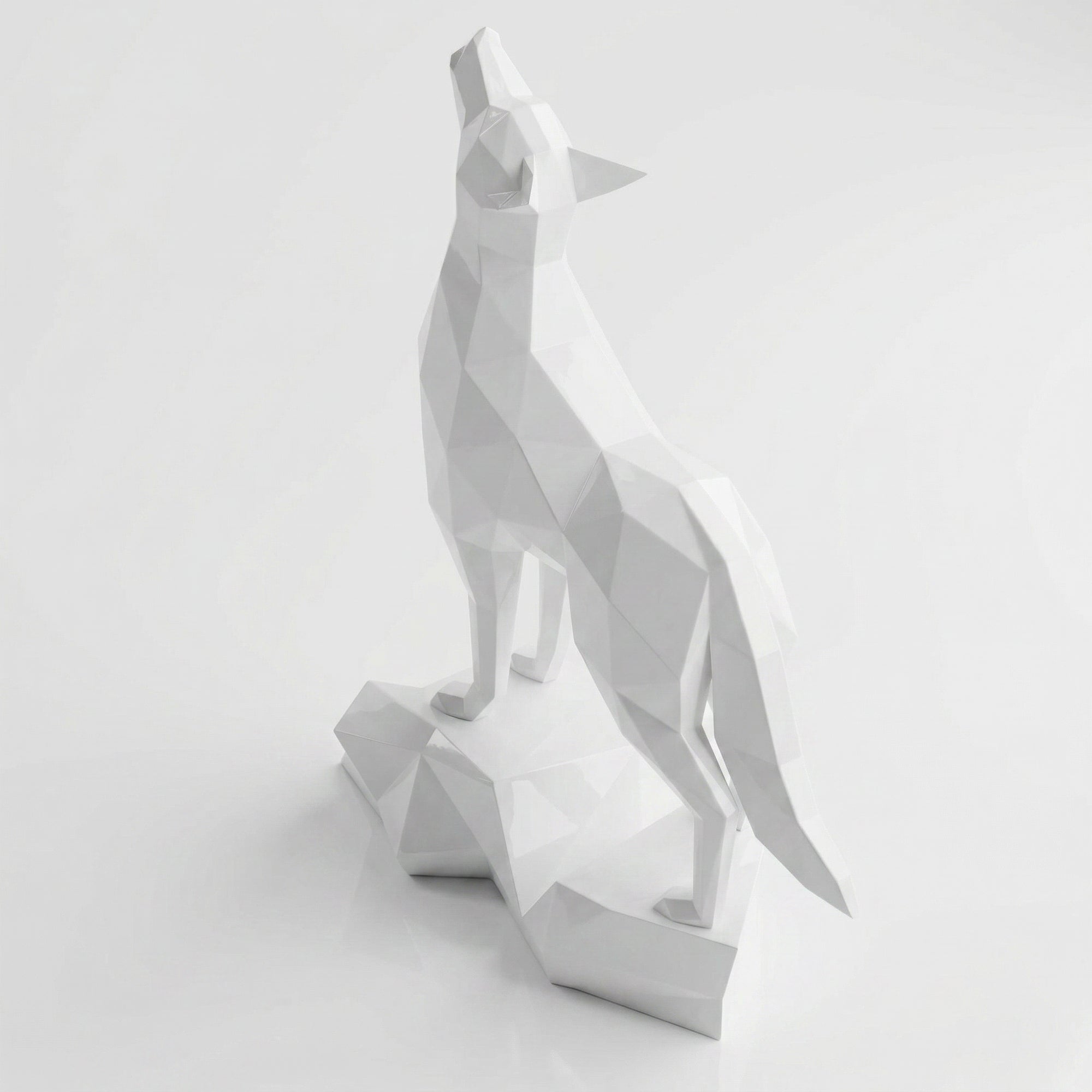 Loup Origami – Grande Sculpture Polygone - Sculpture Origami
