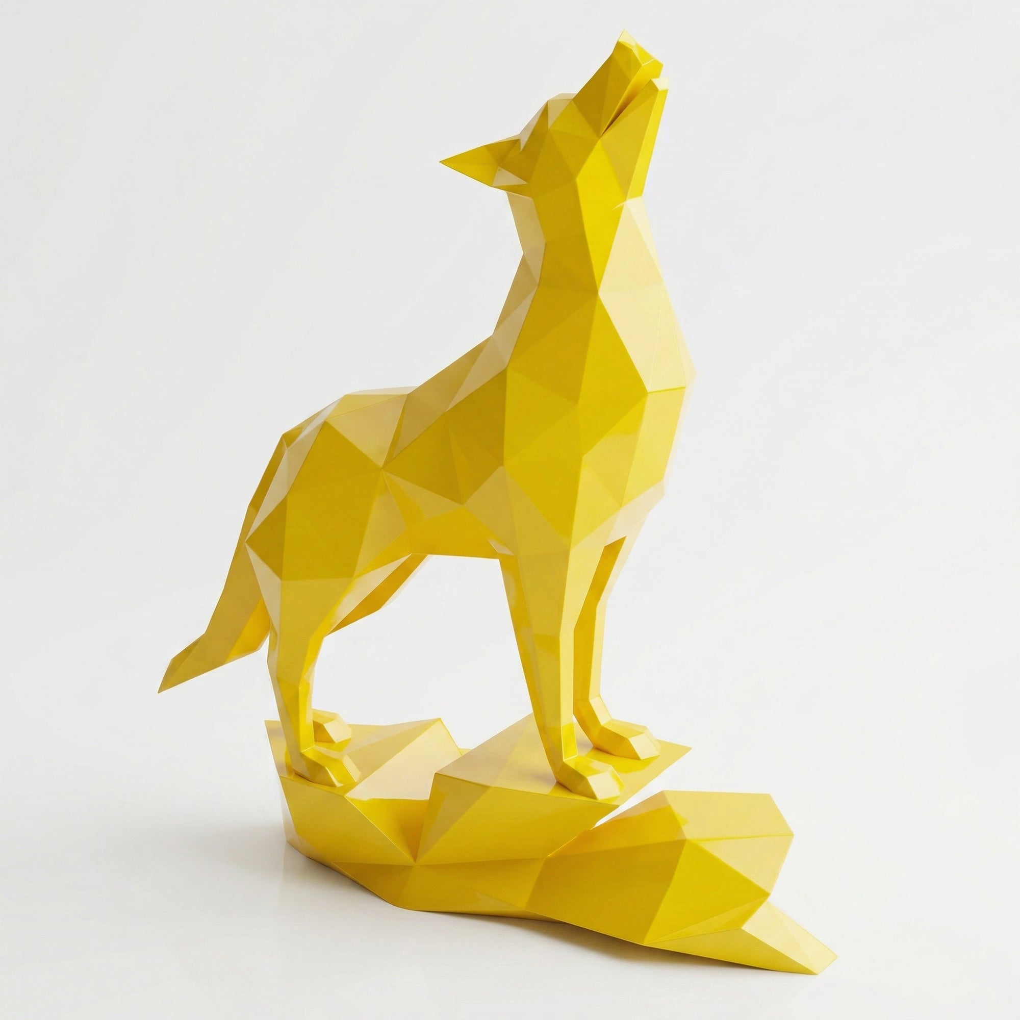 Loup Origami – Grande Sculpture Polygone - Sculpture Origami