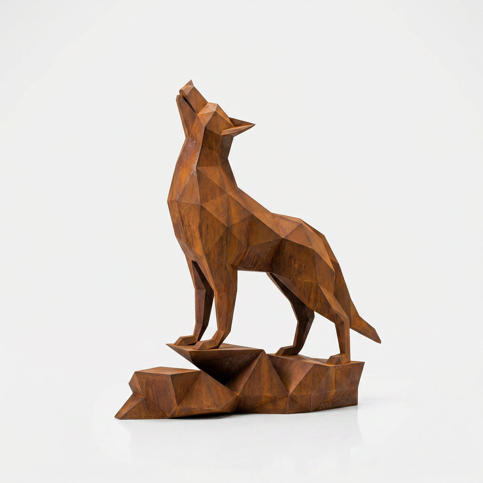 Loup Origami – Grande Sculpture Polygone - Sculpture Origami