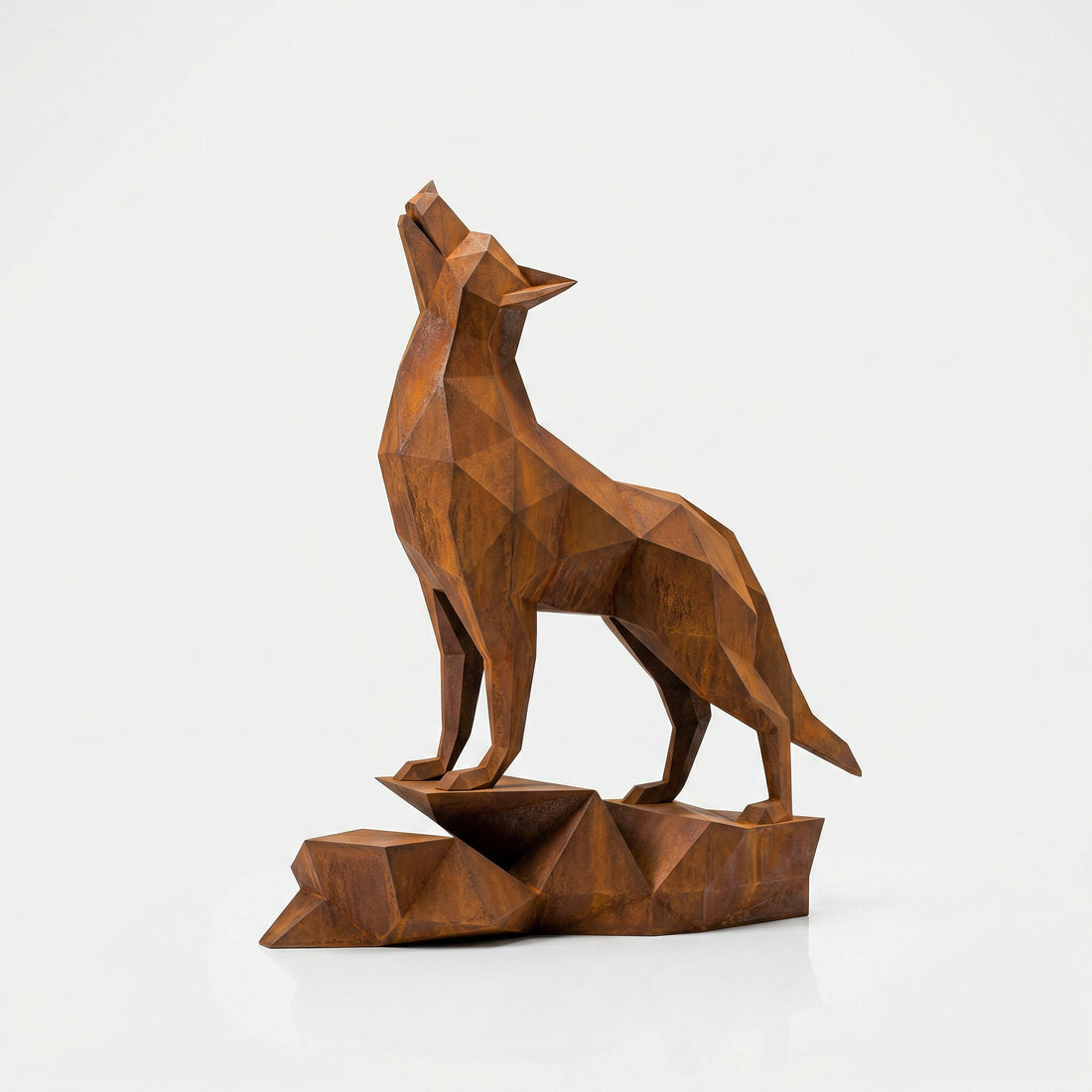 Loup Origami – Grande Sculpture Polygone - Sculpture Origami