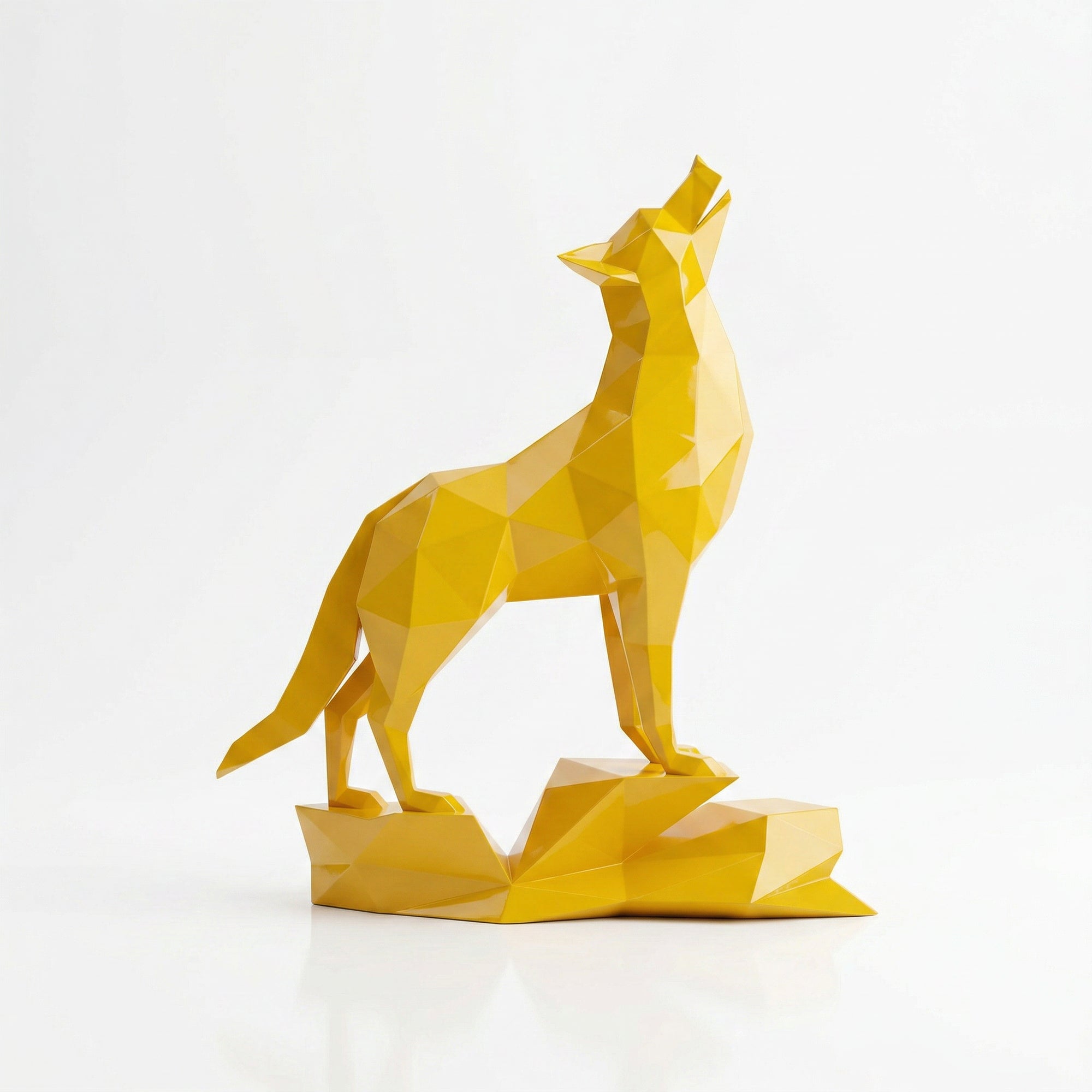Loup Origami – Grande Sculpture Polygone - Sculpture Origami