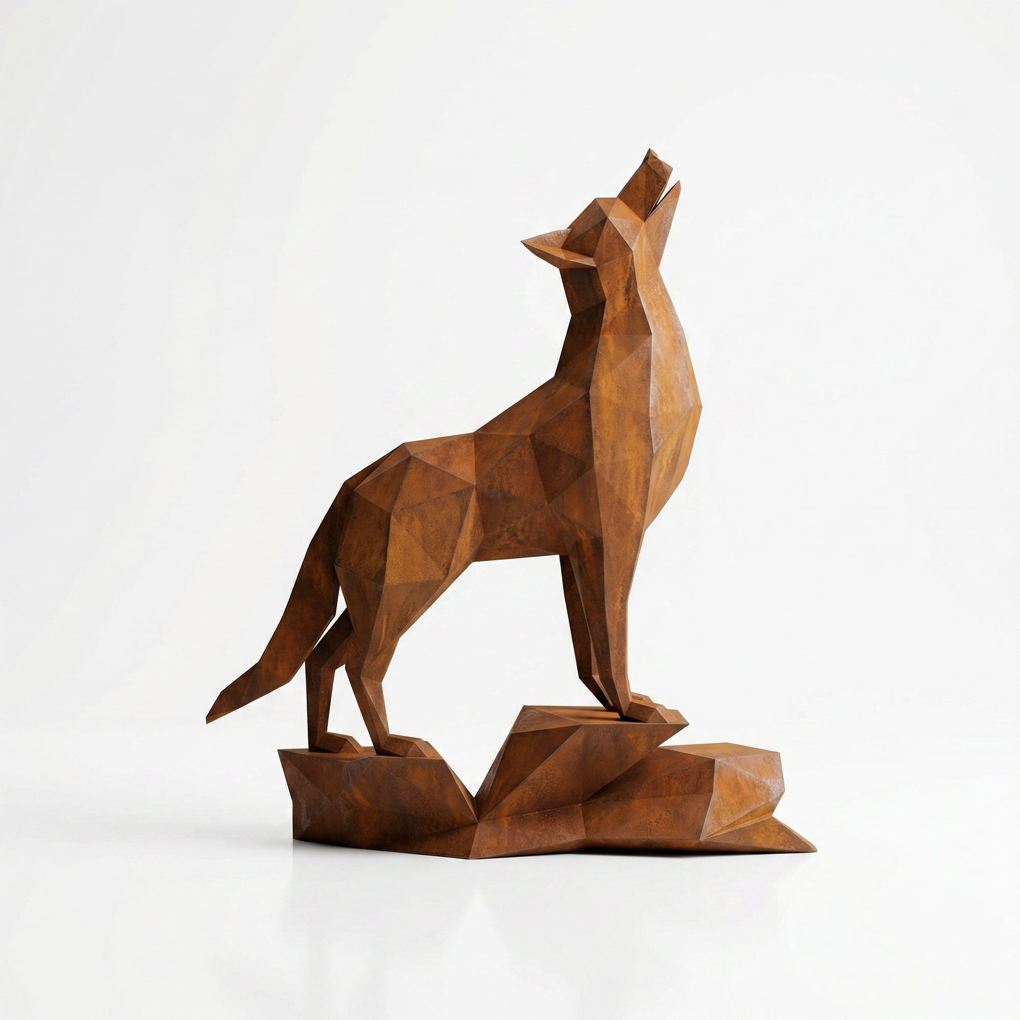 Loup Origami – Grande Sculpture Polygone - Sculpture Origami