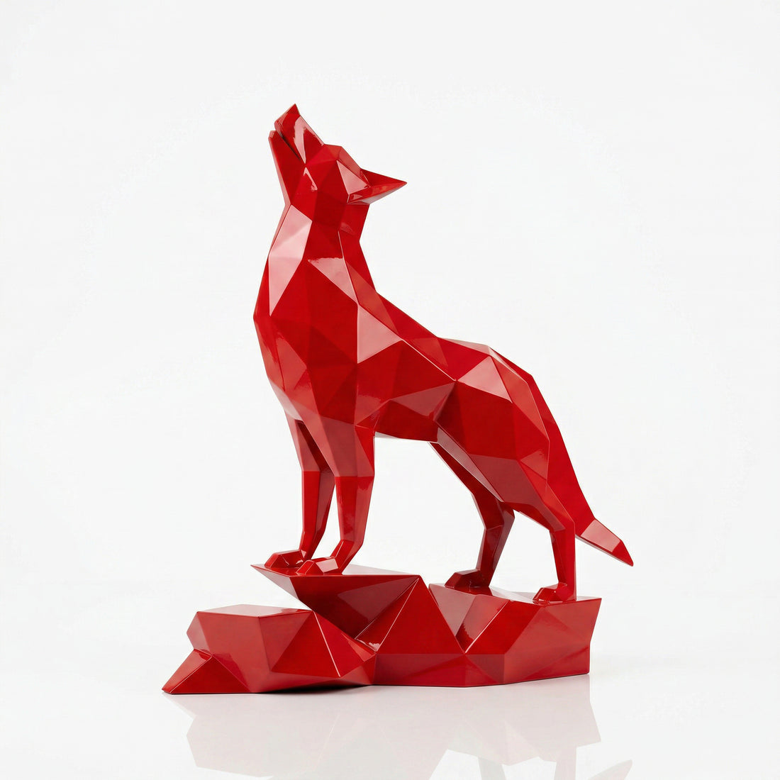 Loup Origami – Grande Sculpture Polygone - Sculpture Origami