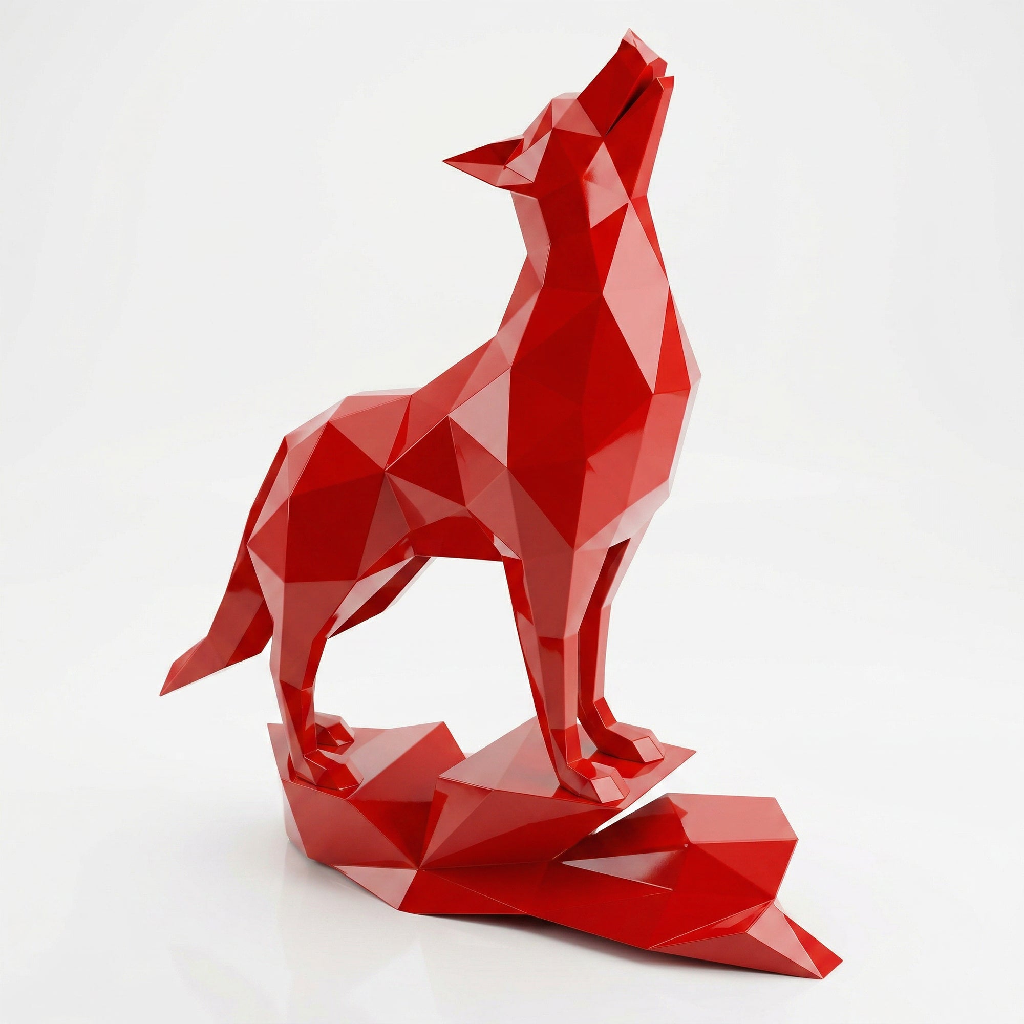 Loup Origami – Grande Sculpture Polygone - Sculpture Origami