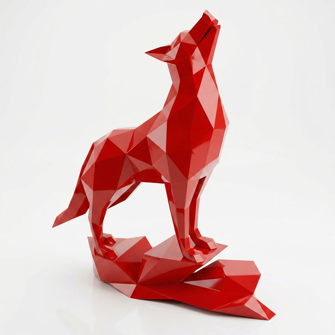 Loup Origami – Grande Sculpture Polygone - Sculpture Origami
