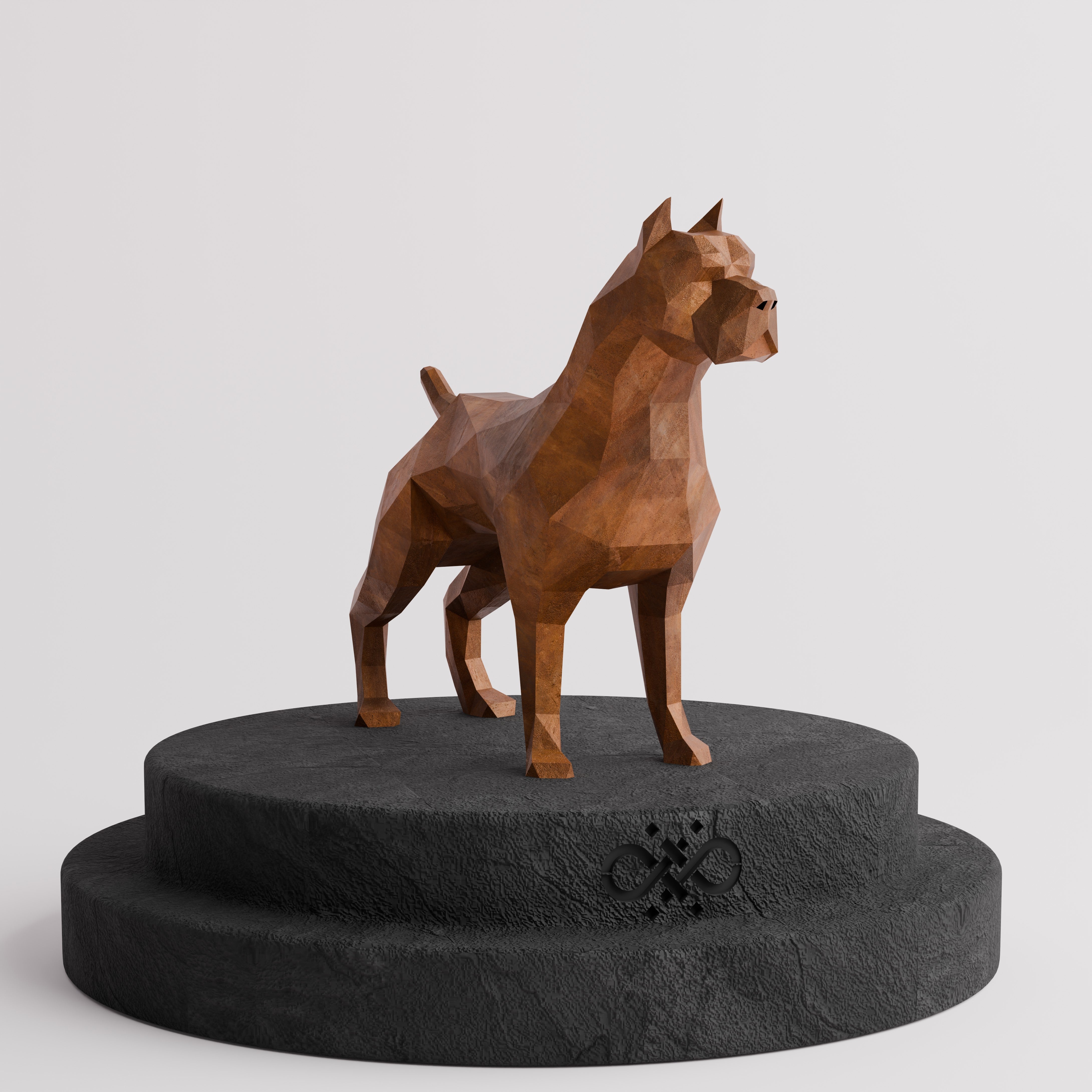 Sculpture Pitbull Polygone - Sculpture Origami
