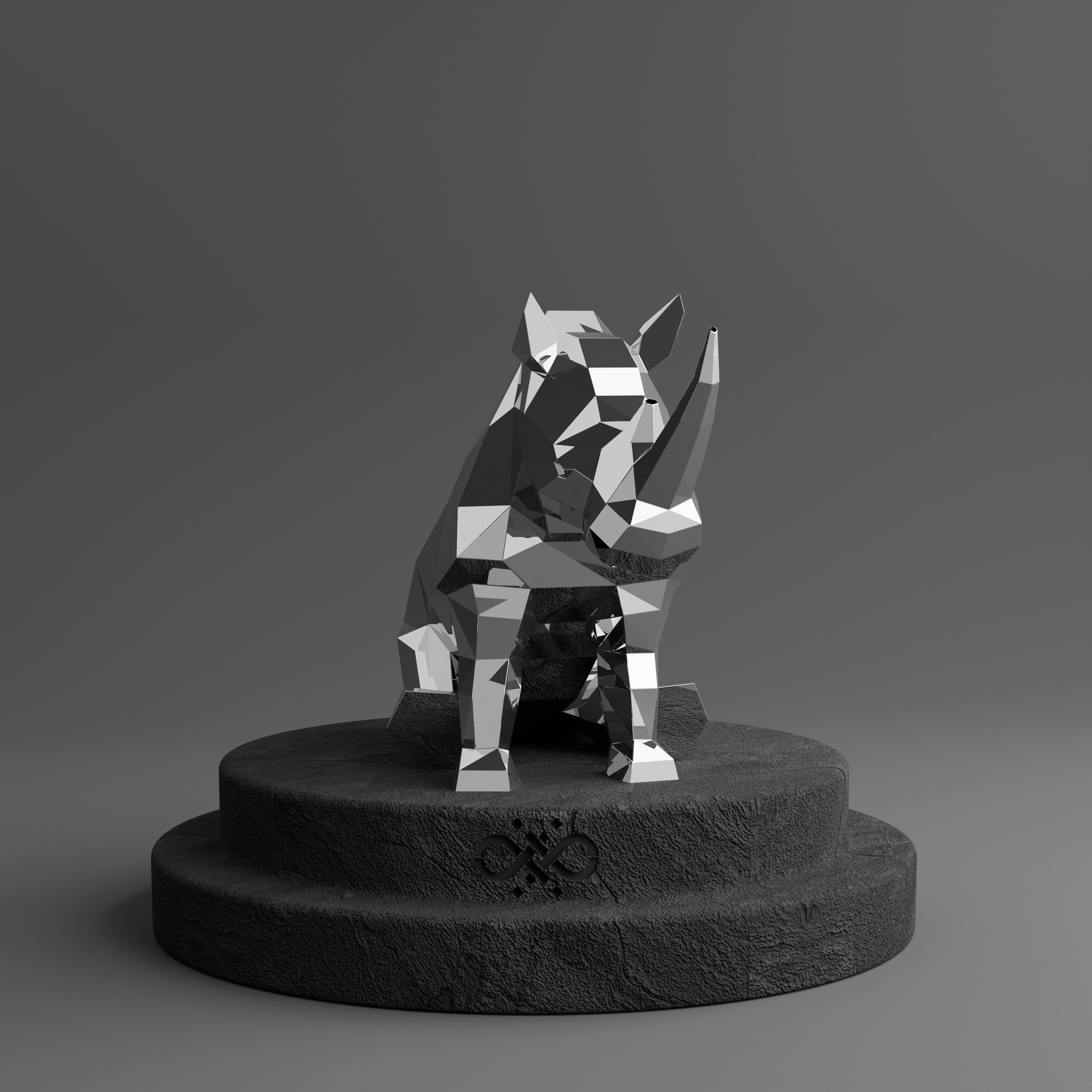 Sculpture Rhinocéros Contemporaine - Sculpture Origami