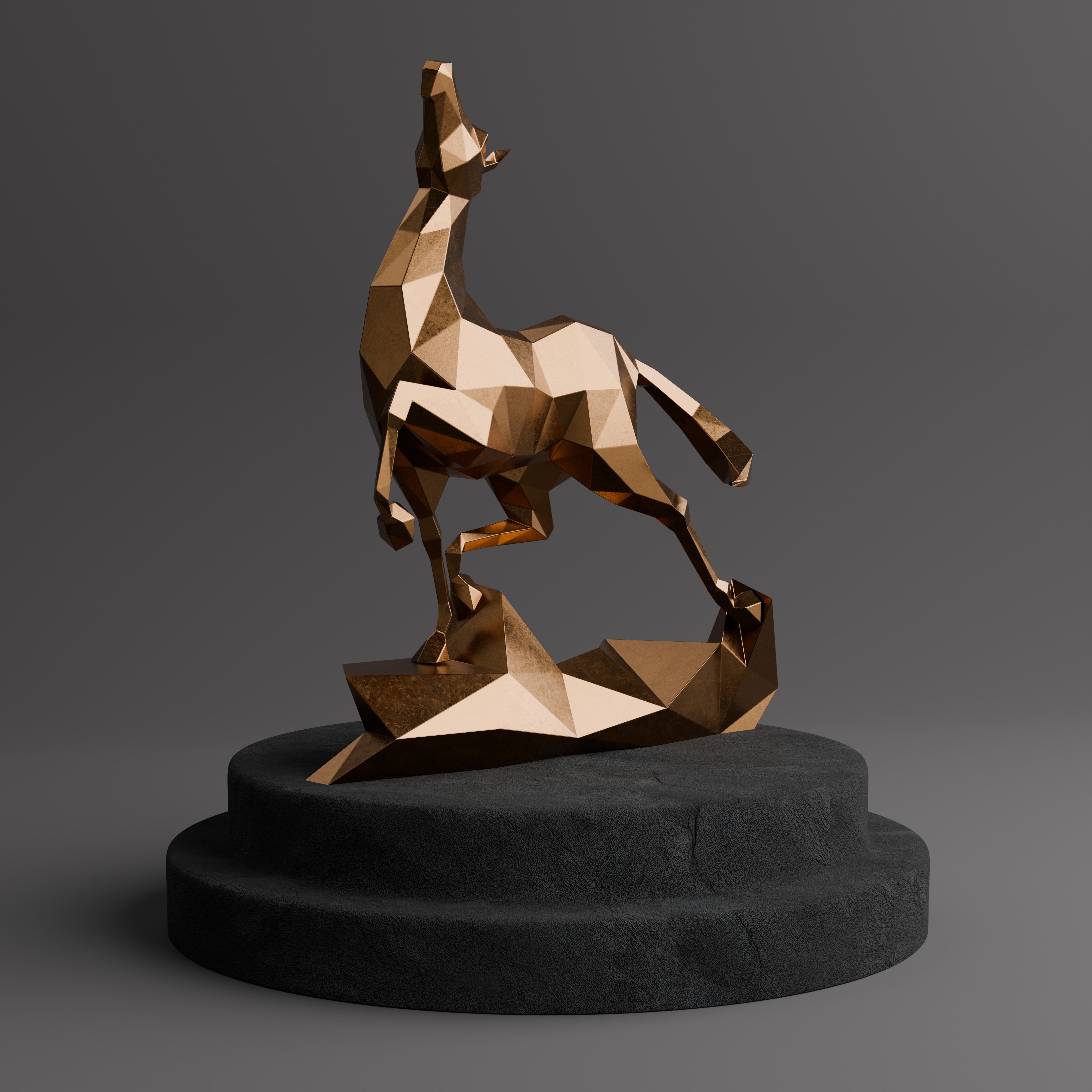 Sculpture Cheval Polygone Métallique - Sculpture Origami