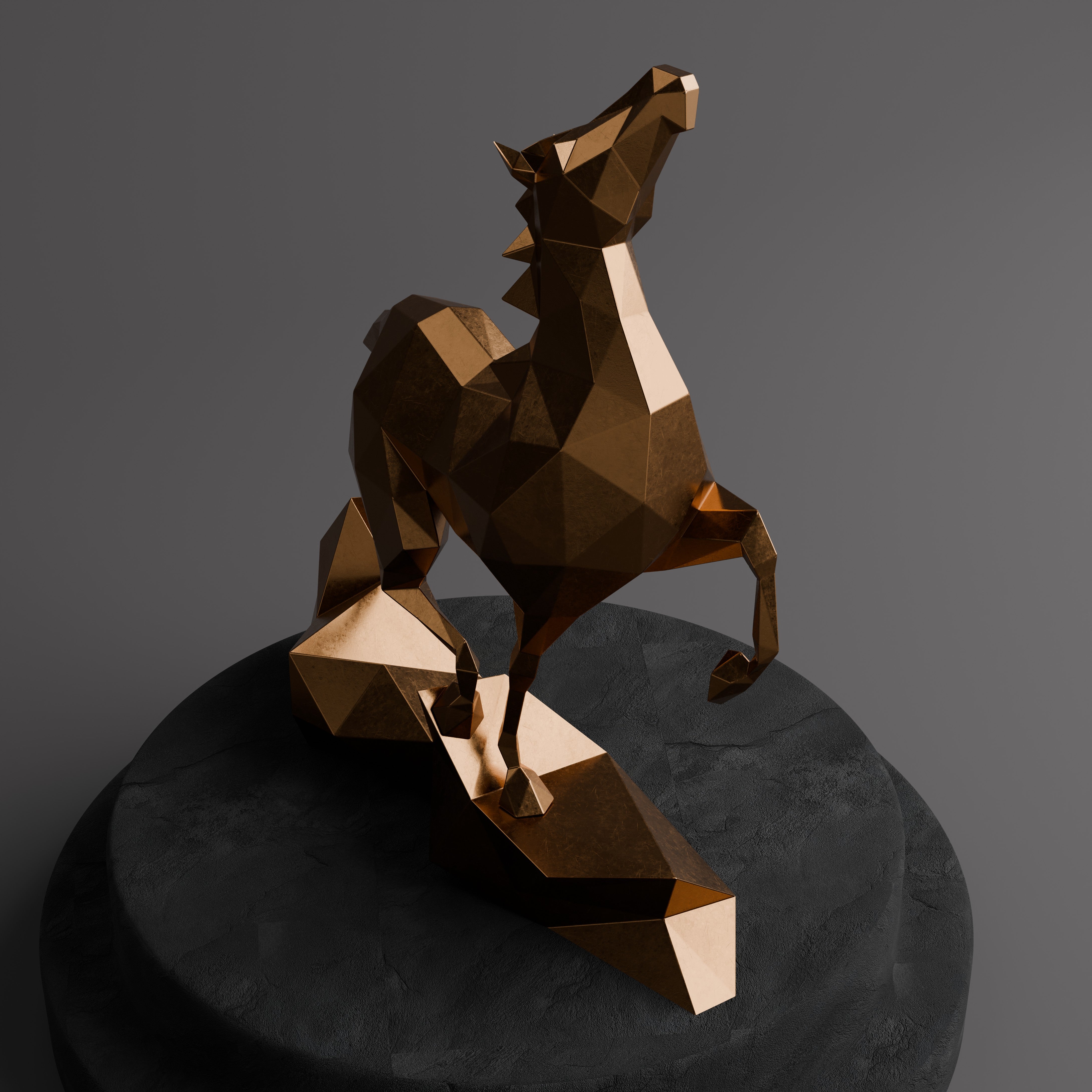 Sculpture Cheval Polygone Métallique - Sculpture Origami