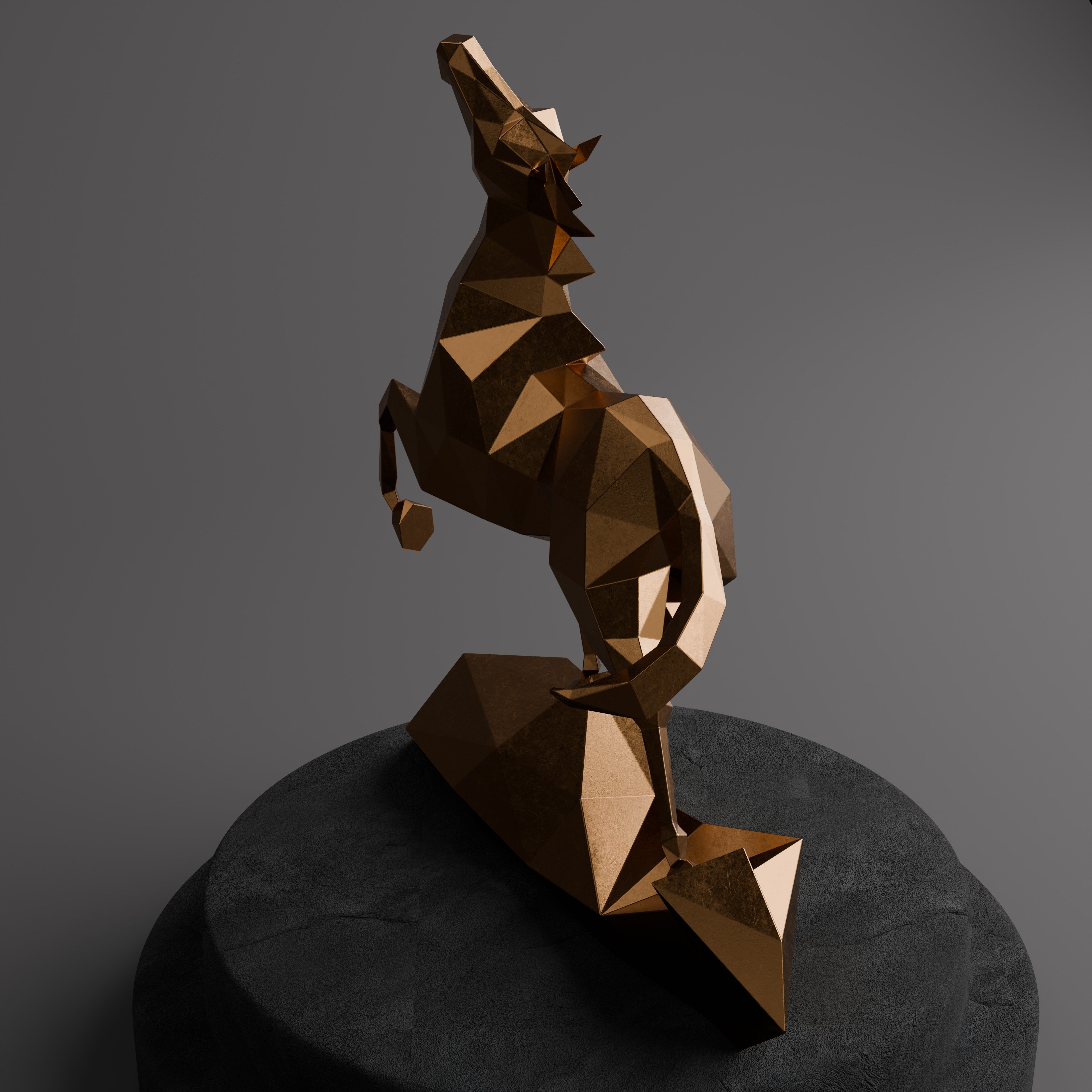 Sculpture Cheval Polygone Métallique - Sculpture Origami