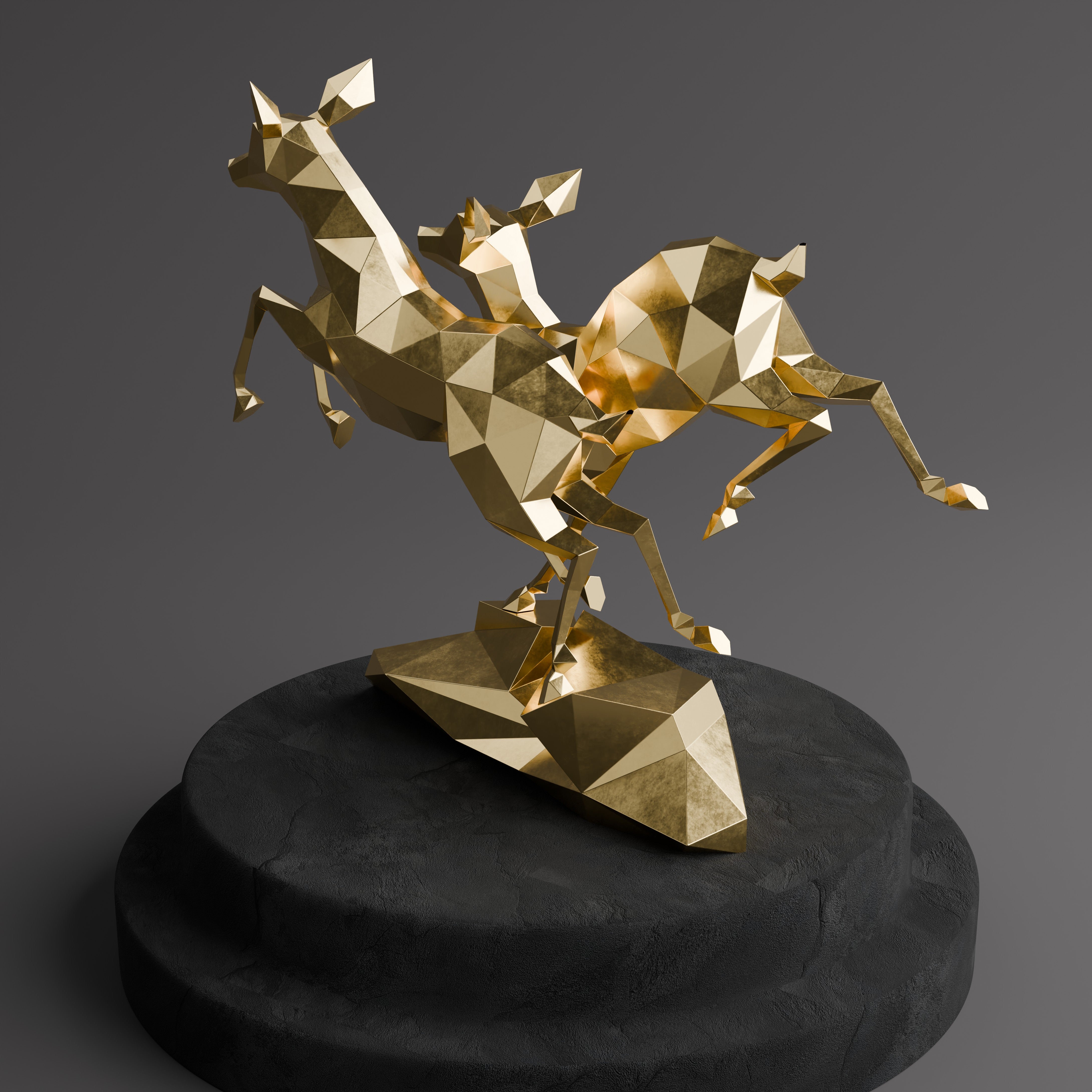 Sculpture Couple de Gazelles - Sculpture Origami