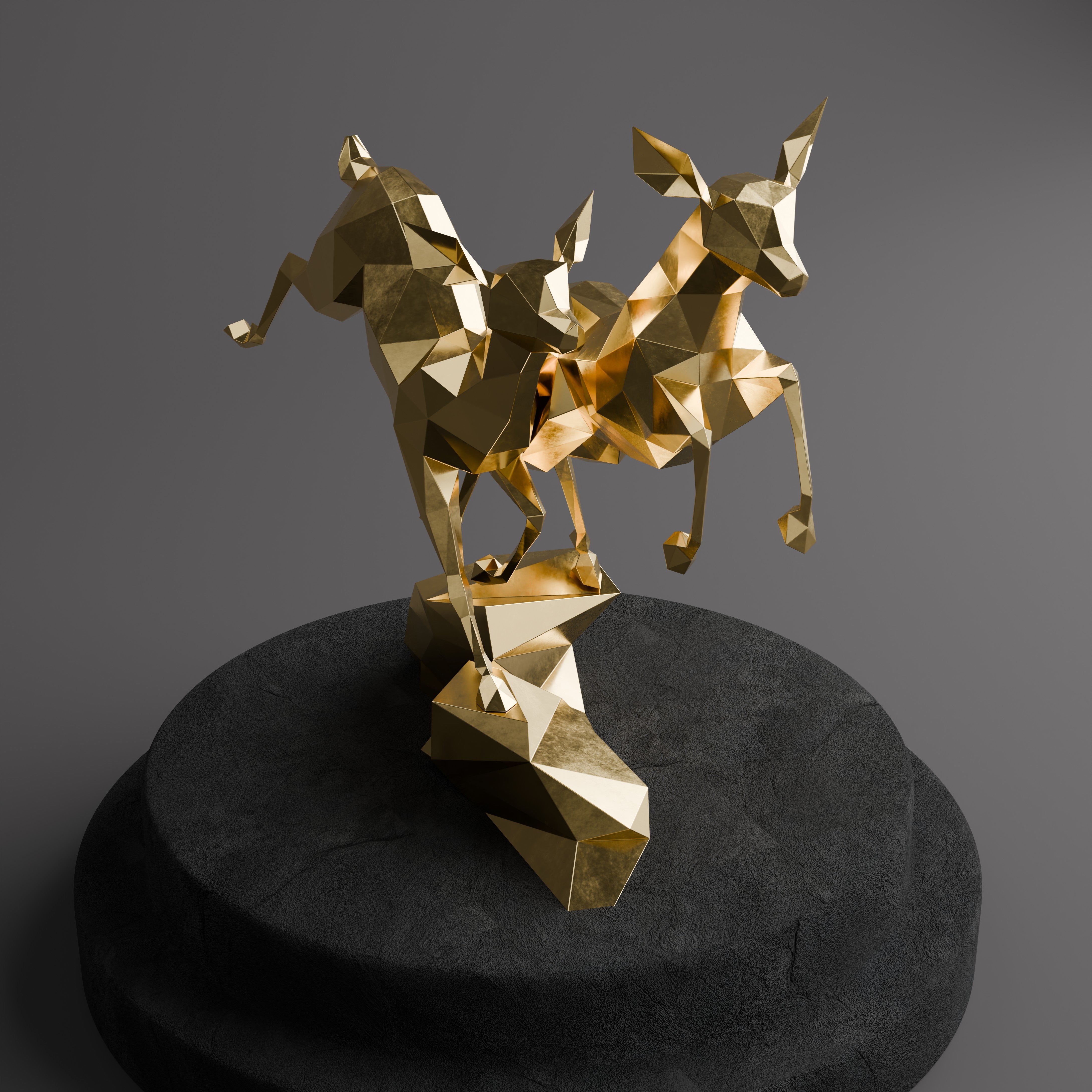 Sculpture Couple de Gazelles - Sculpture Origami