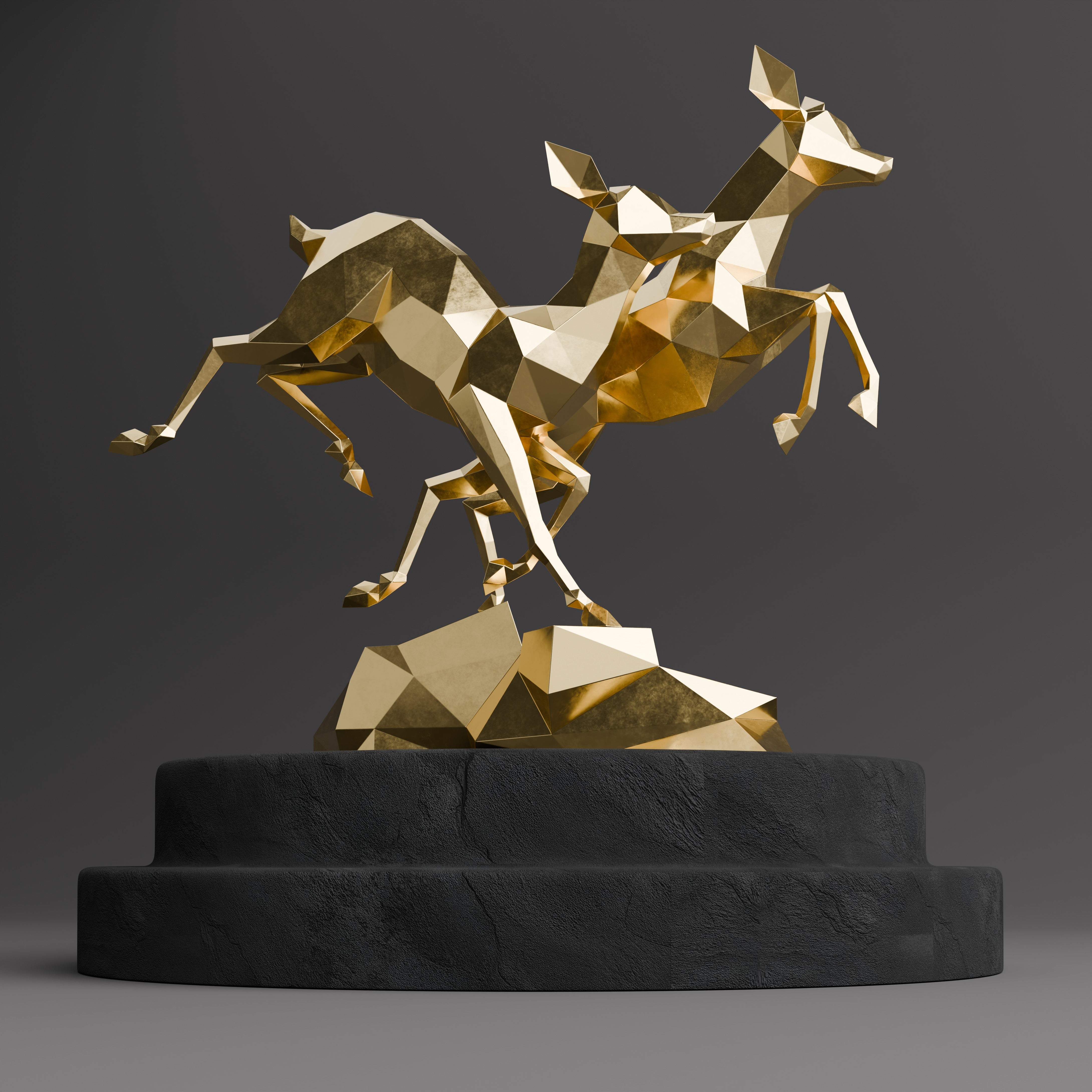 Sculpture Couple de Gazelles - Sculpture Origami