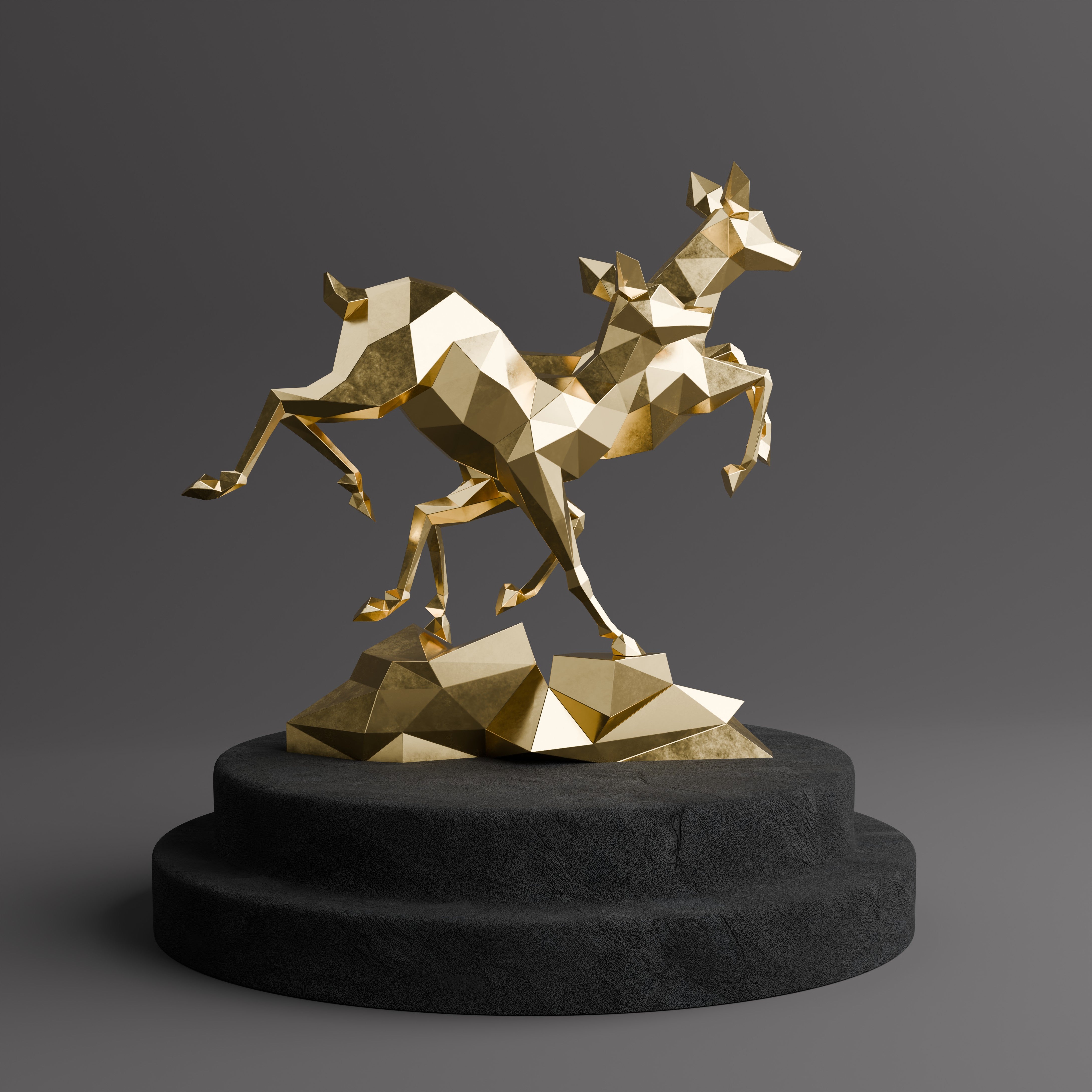 Sculpture Couple de Gazelles - Sculpture Origami