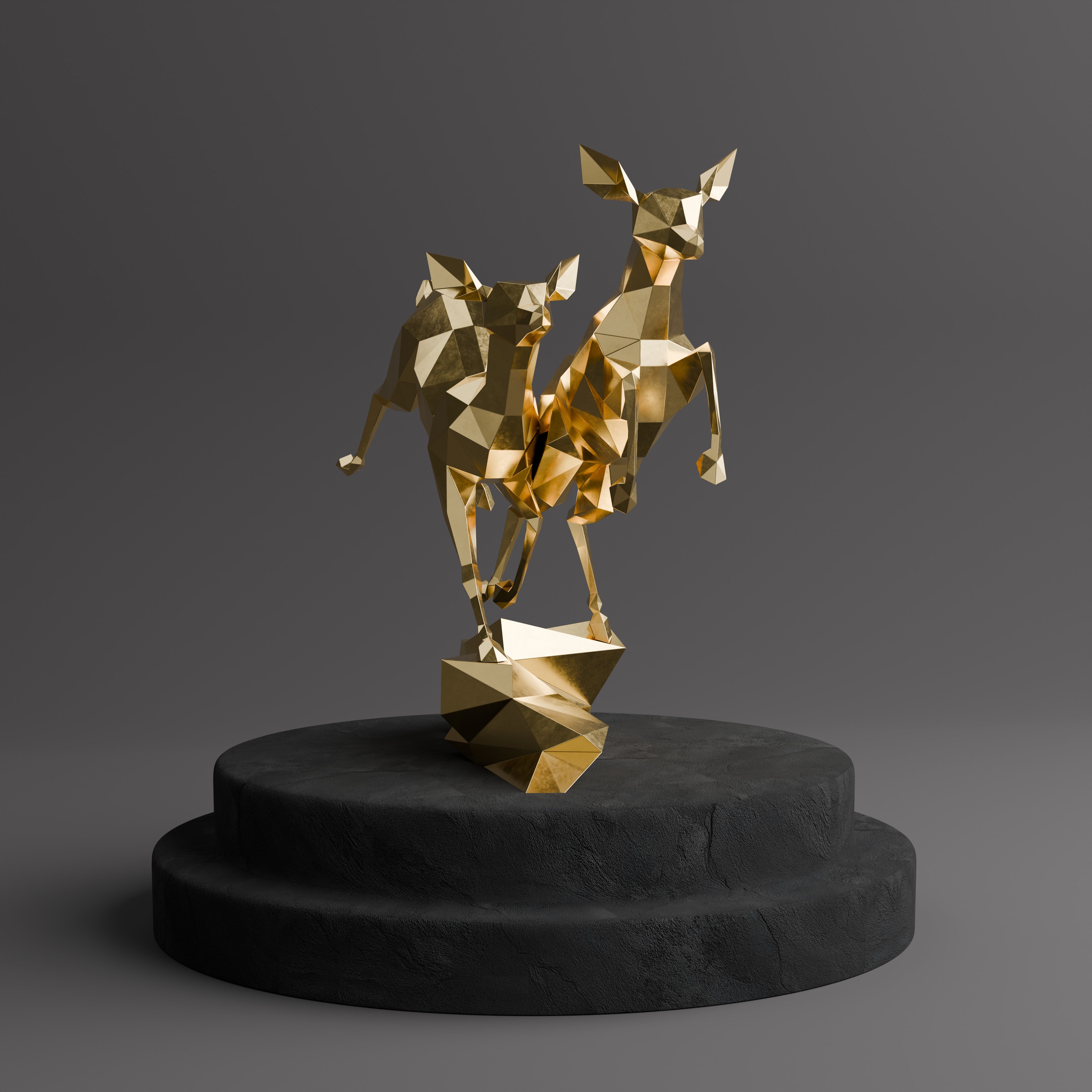 Sculpture Couple de Gazelles - Sculpture Origami